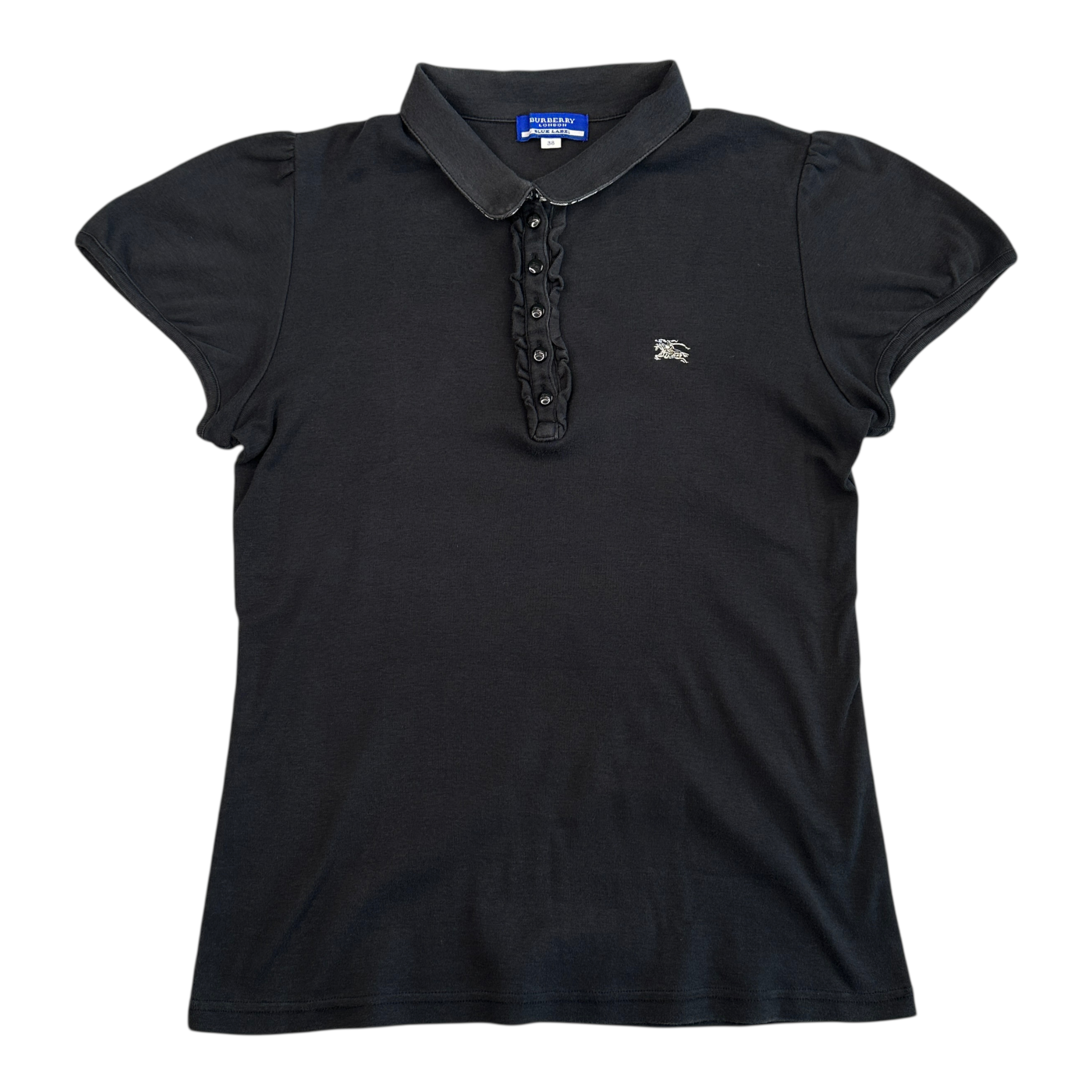(38) BURBERRY BLUE LABEL POLO SHIRT - BLACK / CHECKERED