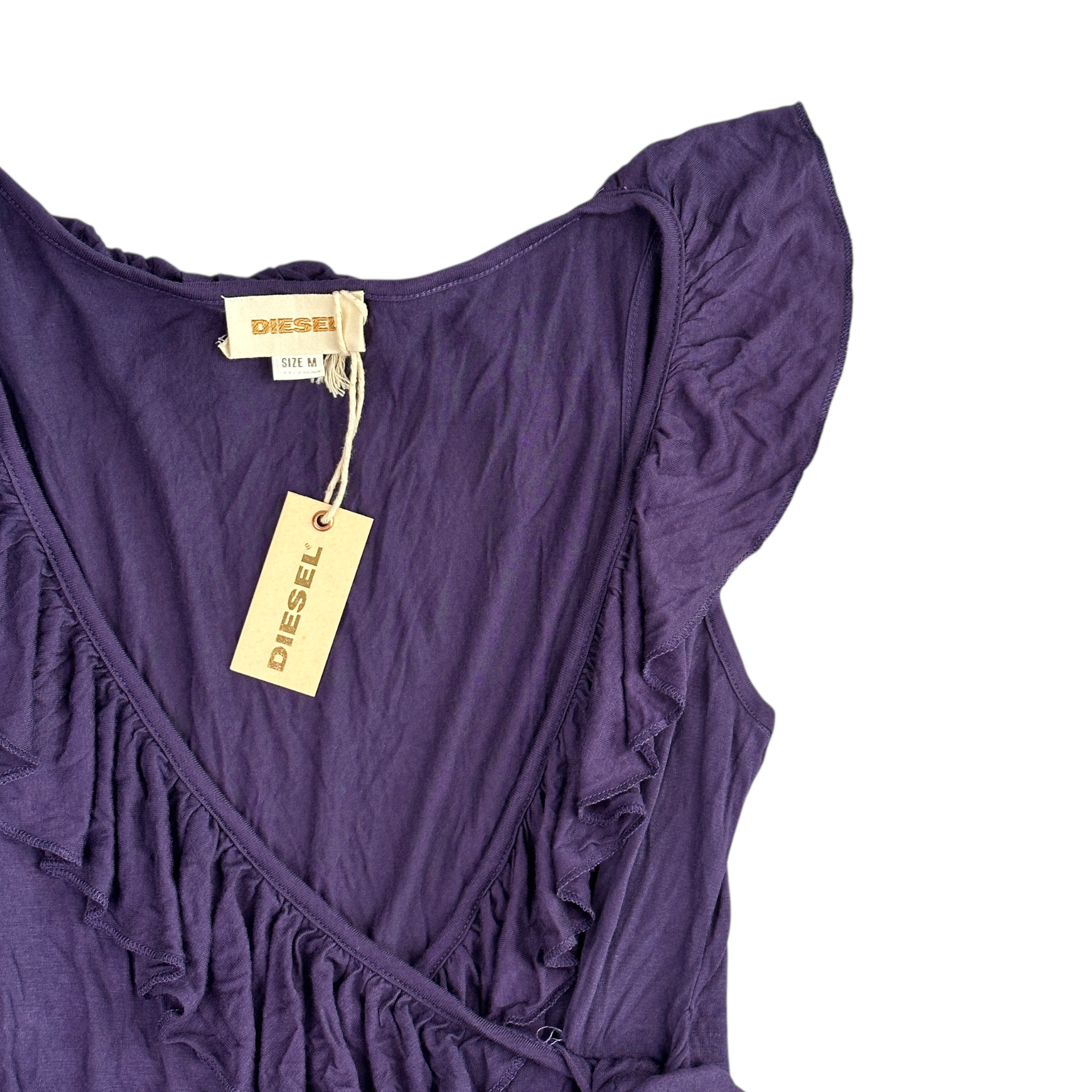 (NEW) (M) DIESEL WIDE NECK FRILLED TANK TOP - PURPLE