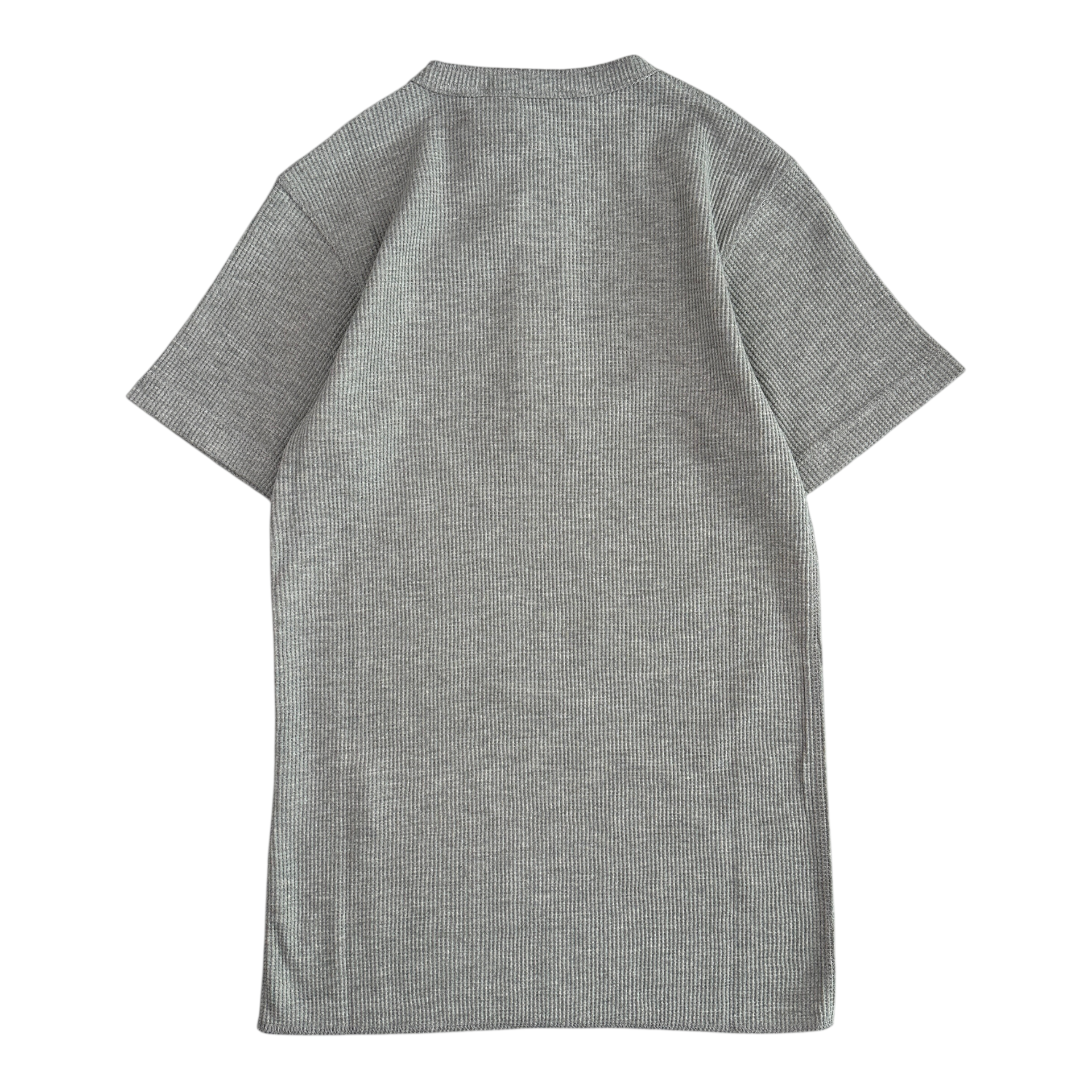 (NEW) AVIREX WAFFLE HENLEY SHORT SLEEVE TOP - HEATHER GREY