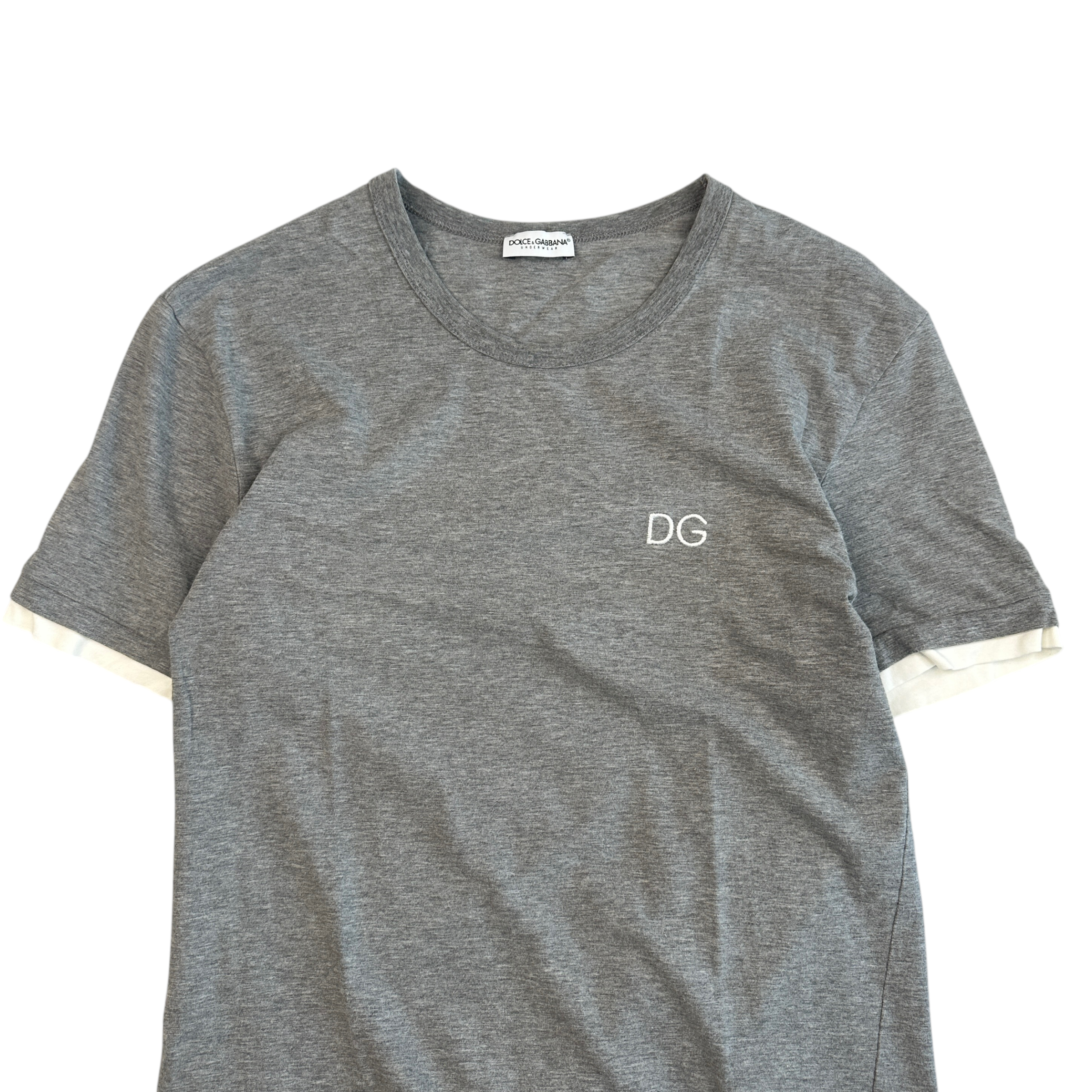 (XS) DOLCE & GABBANA EMBRPOIDERED LOGO TOP - GREY