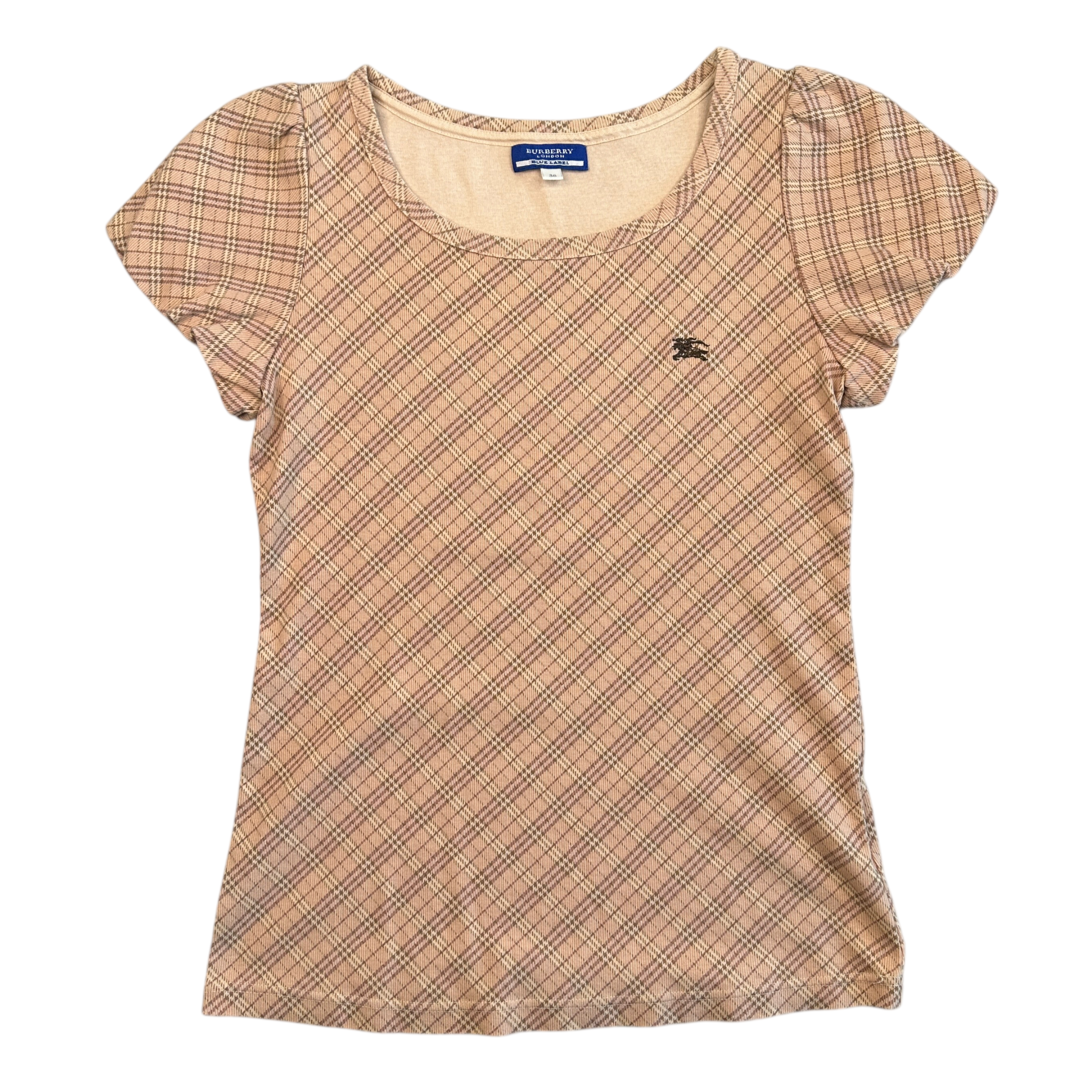 BURBERRY BLUE LABEL CHECKERED T-SHIRT - PINK