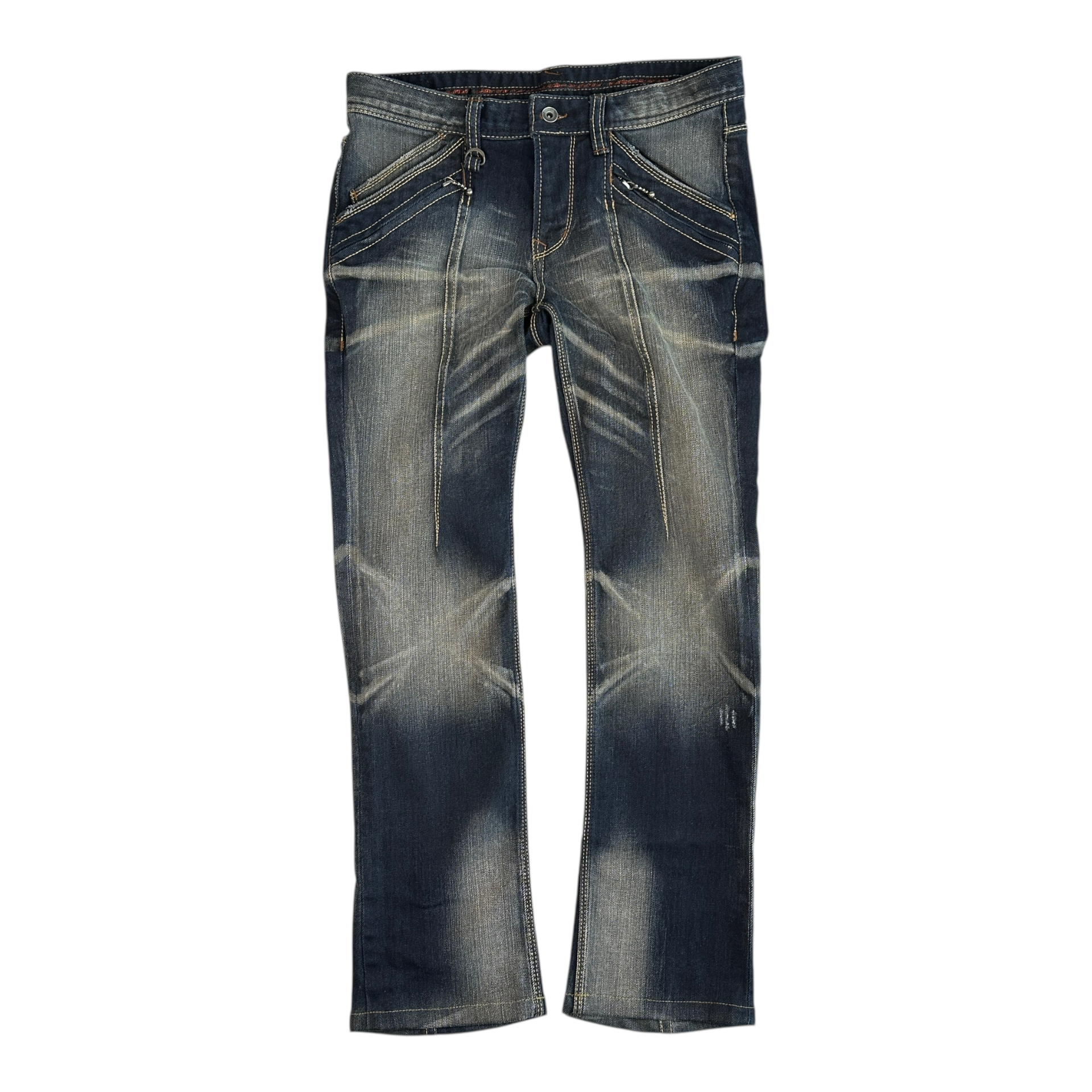 NICOLE CLUB FOR MEN WASHED DENIM JEANS - DARK BLUE