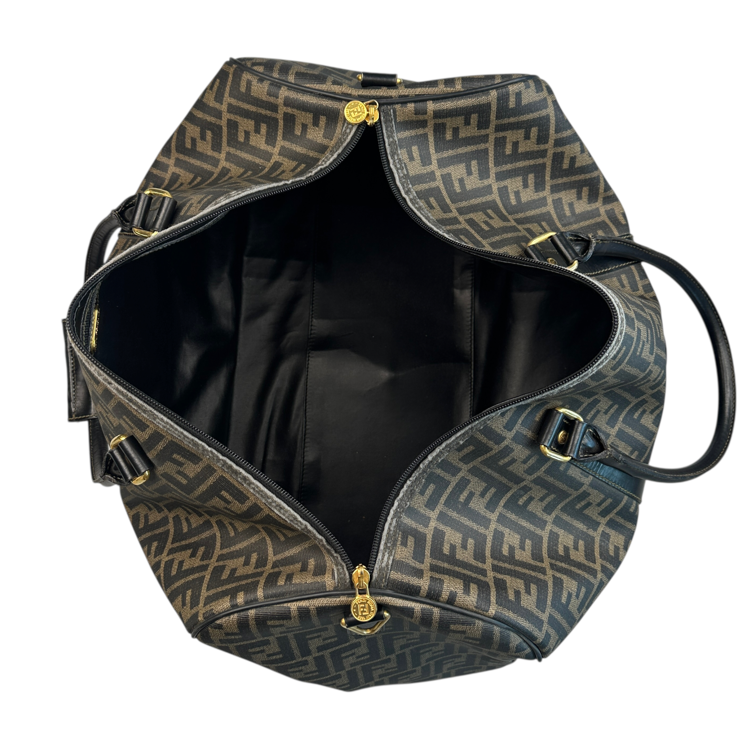 FENDI ZUCCA COATED CANVAS BOSTON BAG