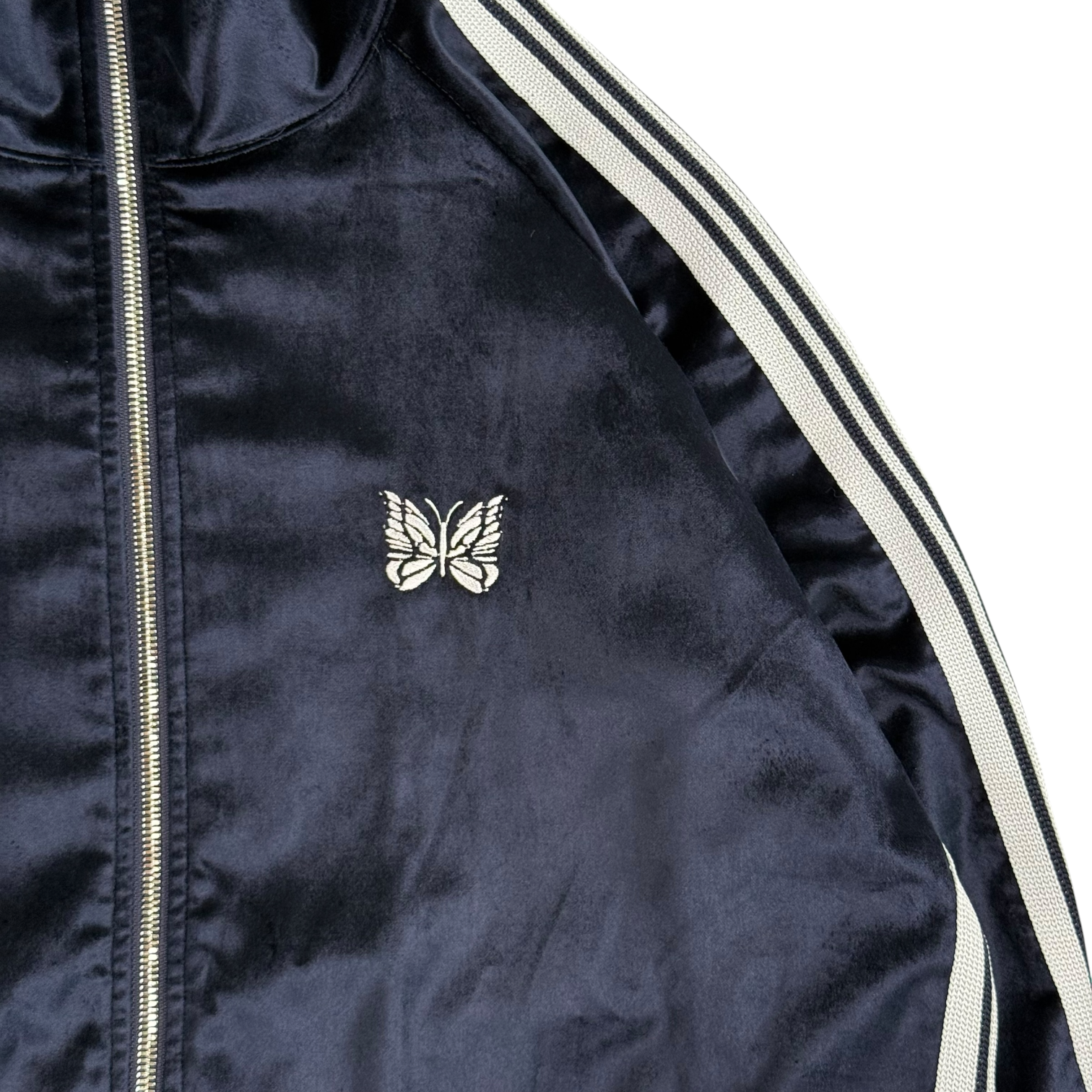 (NEW) NEEDLES H.D VELOUR TRACK JACKET - BLUE / WHITE