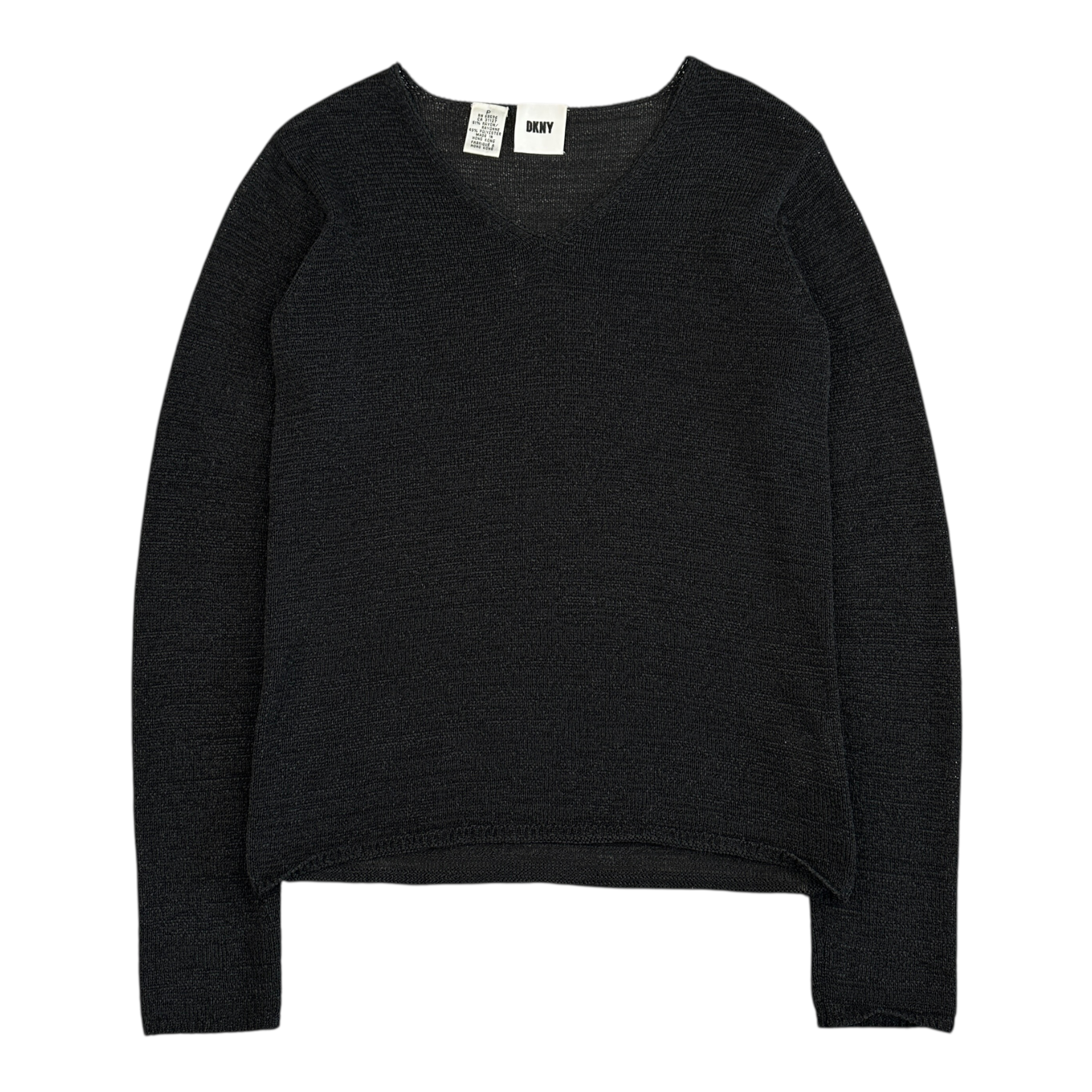 DKNY CABLE-KNIT TOP - BLACK