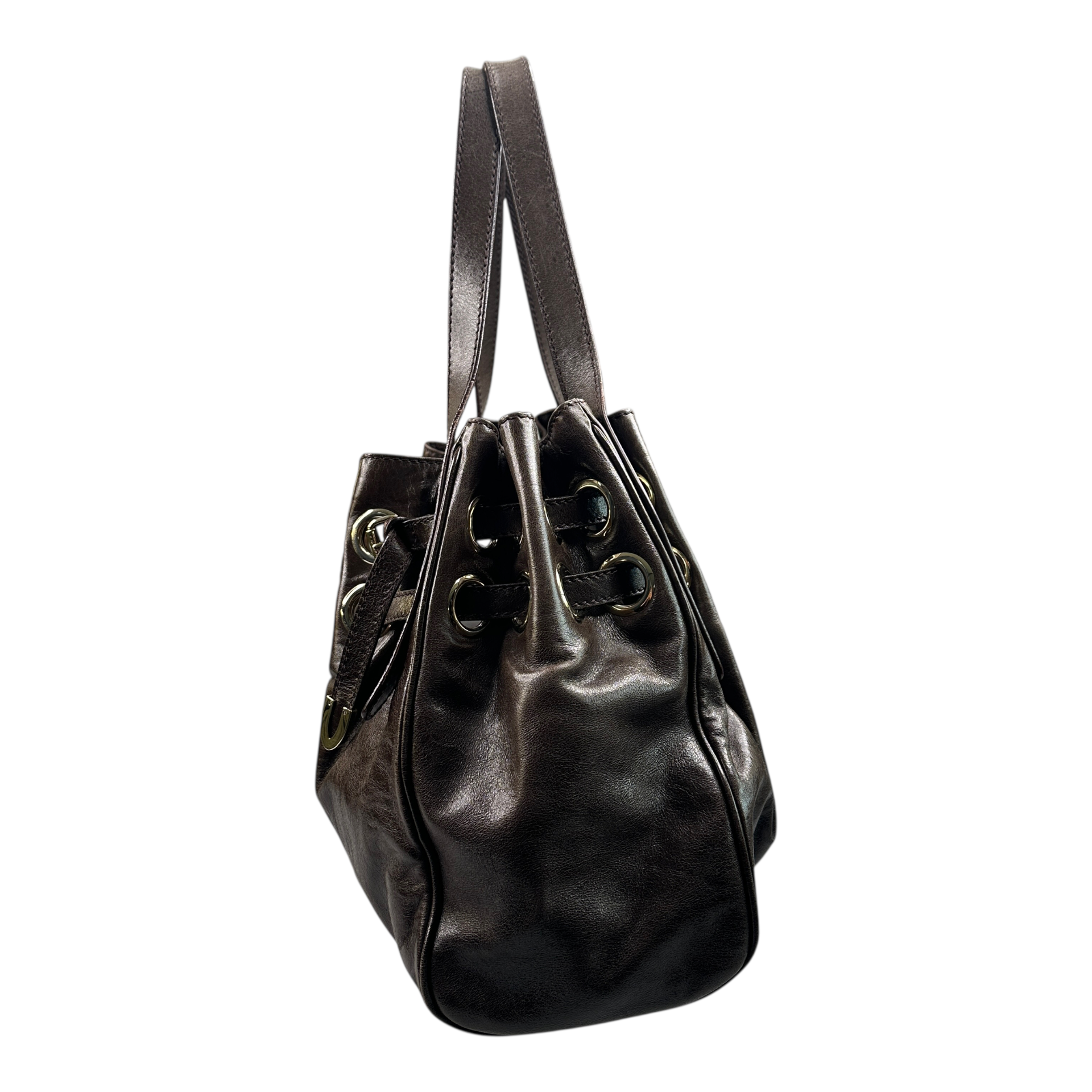JIMMY CHOO LEATHER TOTE BAG - BROWN