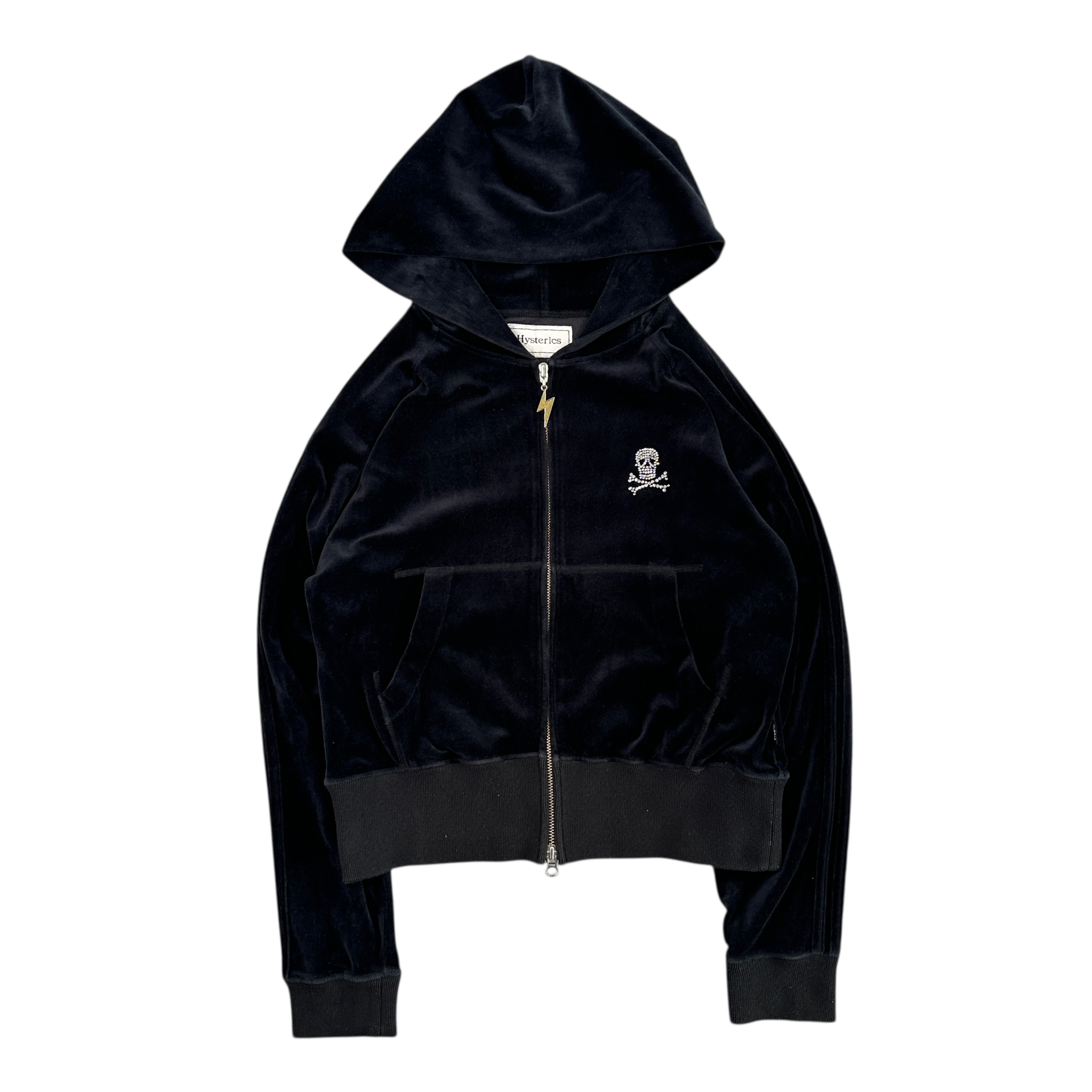 HYSTERIC GLAMOUR HYSTERICS VELOUR RHINESTONE HOODIE