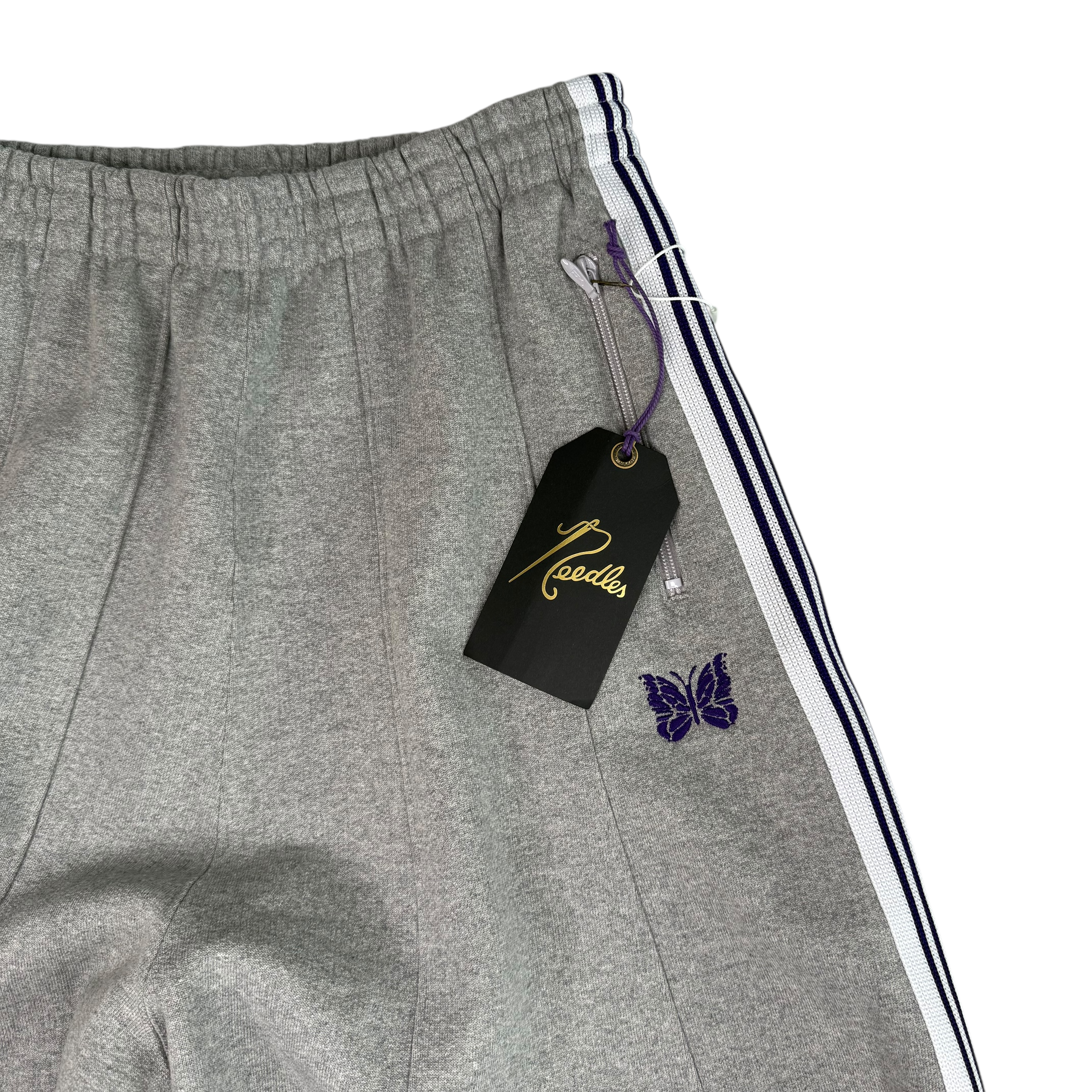 (NEW) NEEDLES H.D. COTTON JERSEY TRACK PANTS - GREY/PURPLE