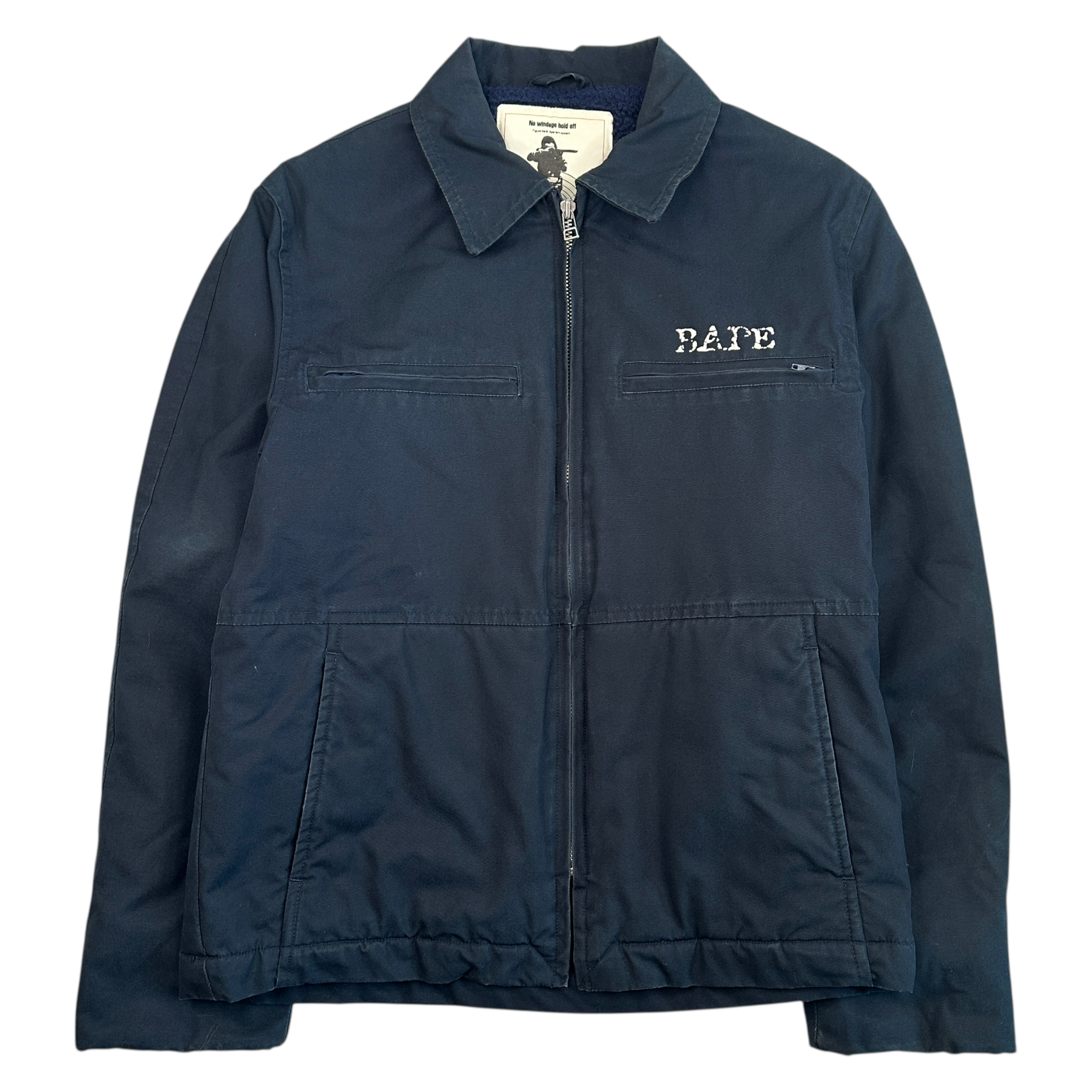 A BATHING APE 90s BOA FLEECE JACKET - NAVY