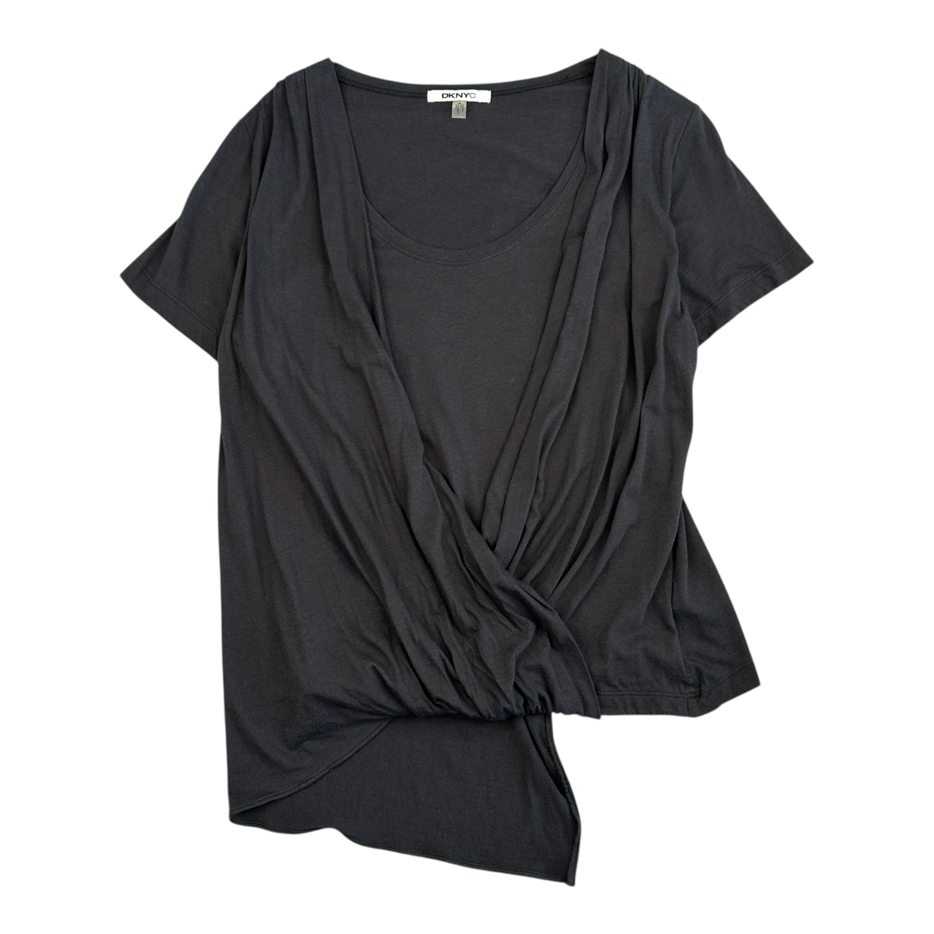 (NEW) DKNY DRAPE LAYERED TOP - BLACK