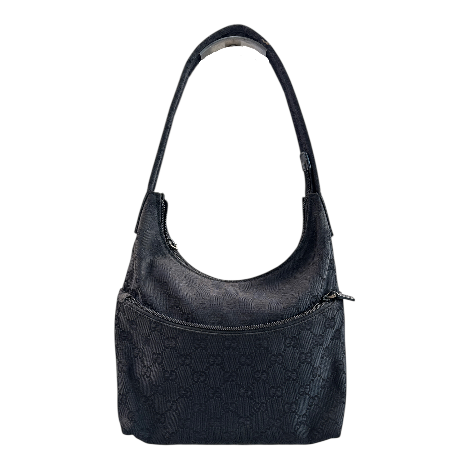 GUCCI GG CANVAS HOBO SHOULDER BAG - BLACK