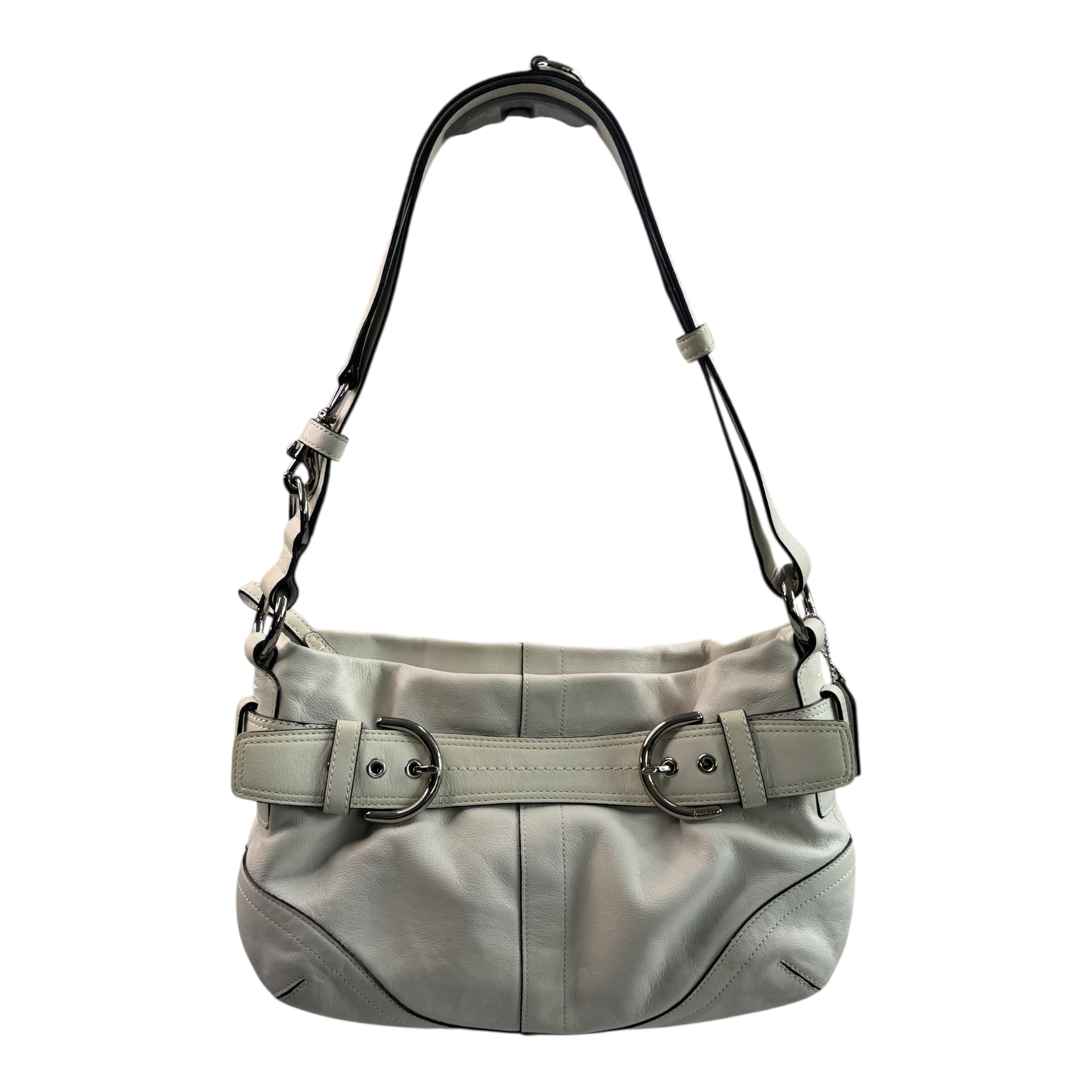 COACH 2-WAY LEATHER SHOULDER BAG - WHITE