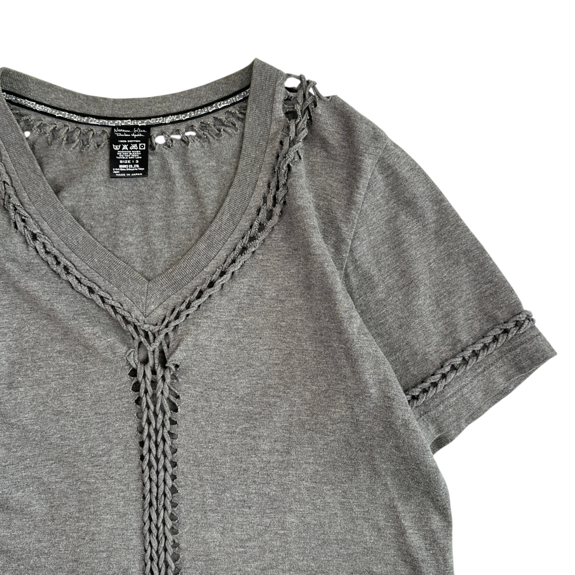 (3) NUMBER(N)INE CROCHET T-SHIRT - GREY