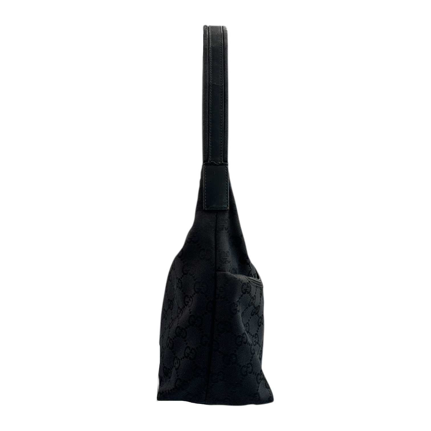 GUCCI GG CANVAS HOBO SHOULDER BAG - BLACK