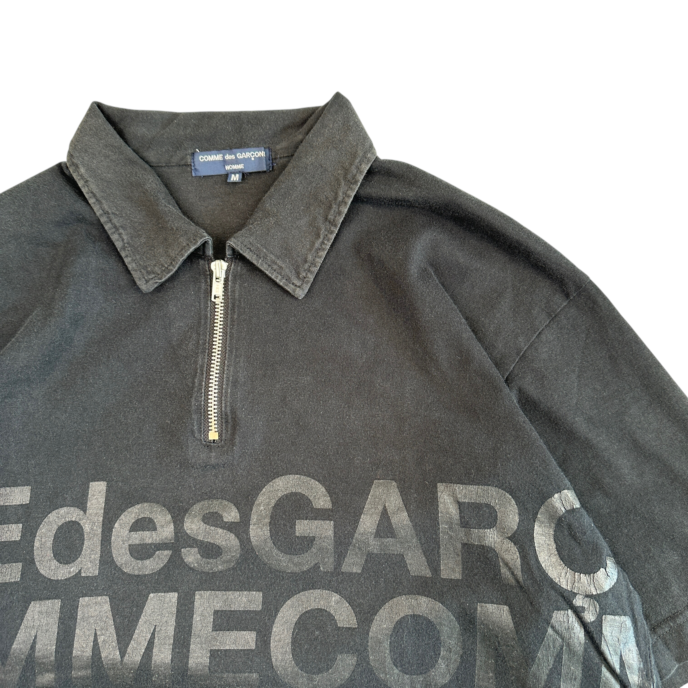 COMME DES GARCONS HOMME ZIP POLO SHIRT - BLACK