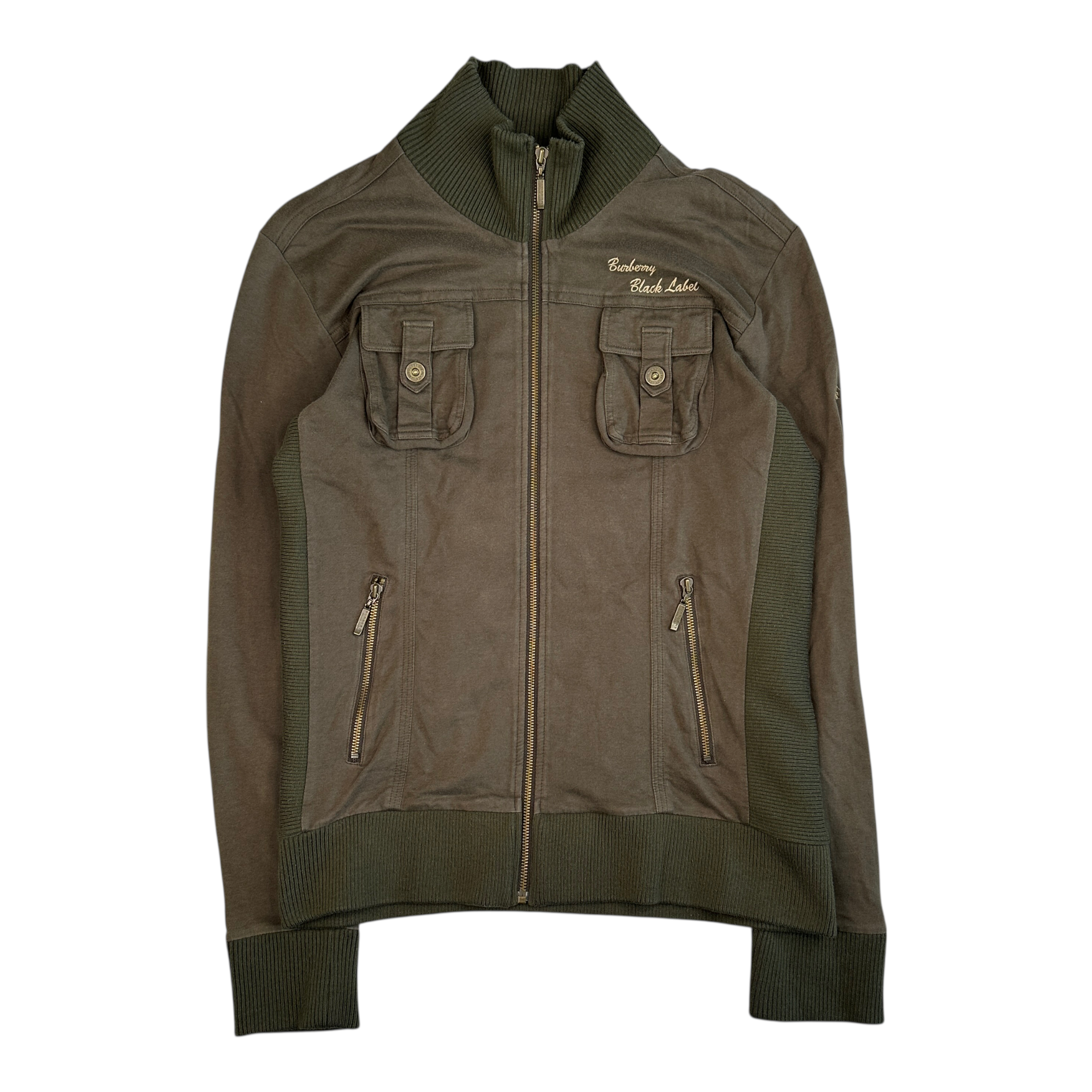(3) BURBERRY BLACK LABEL ZIP UP JUMPER - GREEN