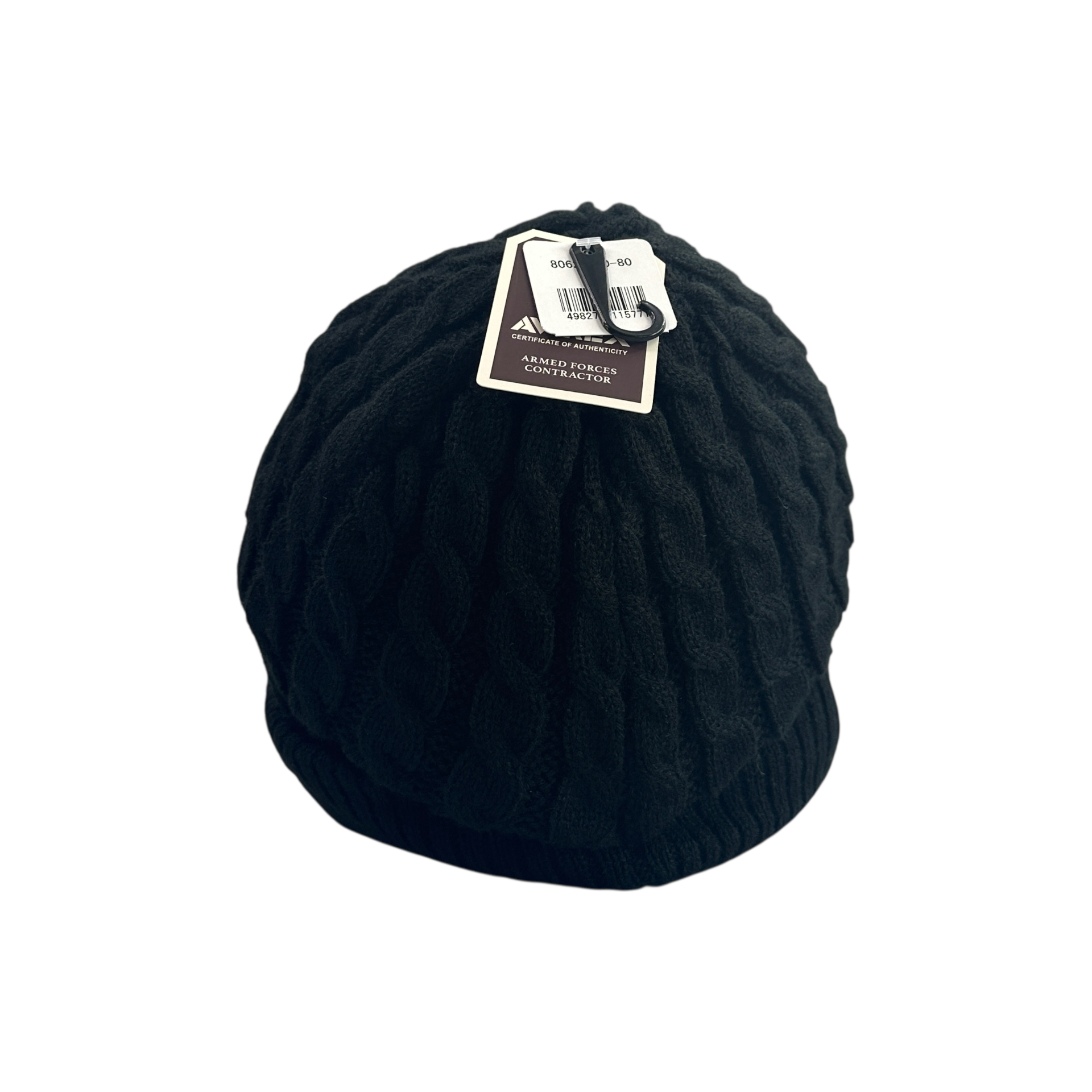 (NEW) AVIREX EMBROIDERED LOGO VISOR BEANIE - BLACK (80625200-80)