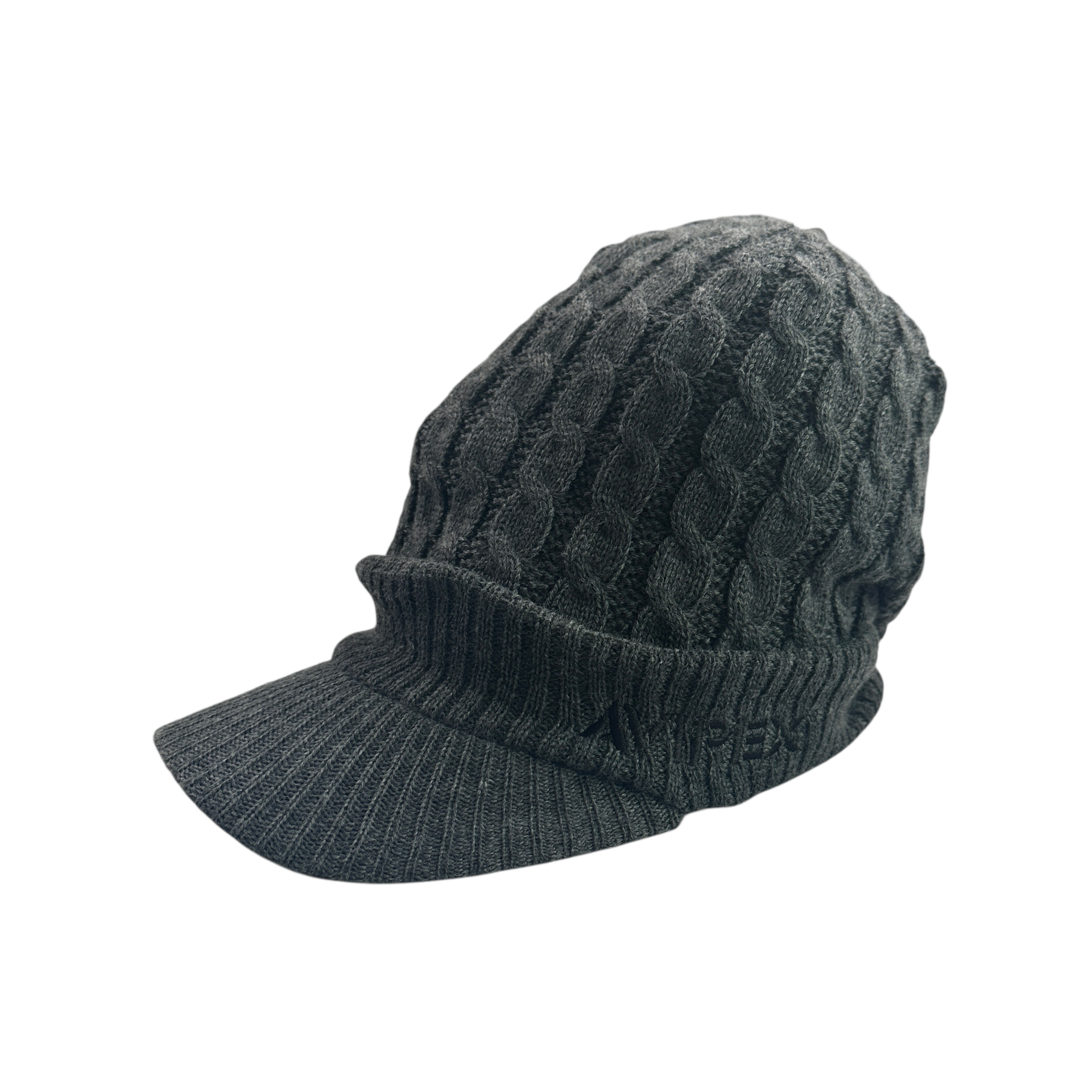 (NEW) AVIREX EMBROIDERED LOGO VISOR BEANIE - GREY