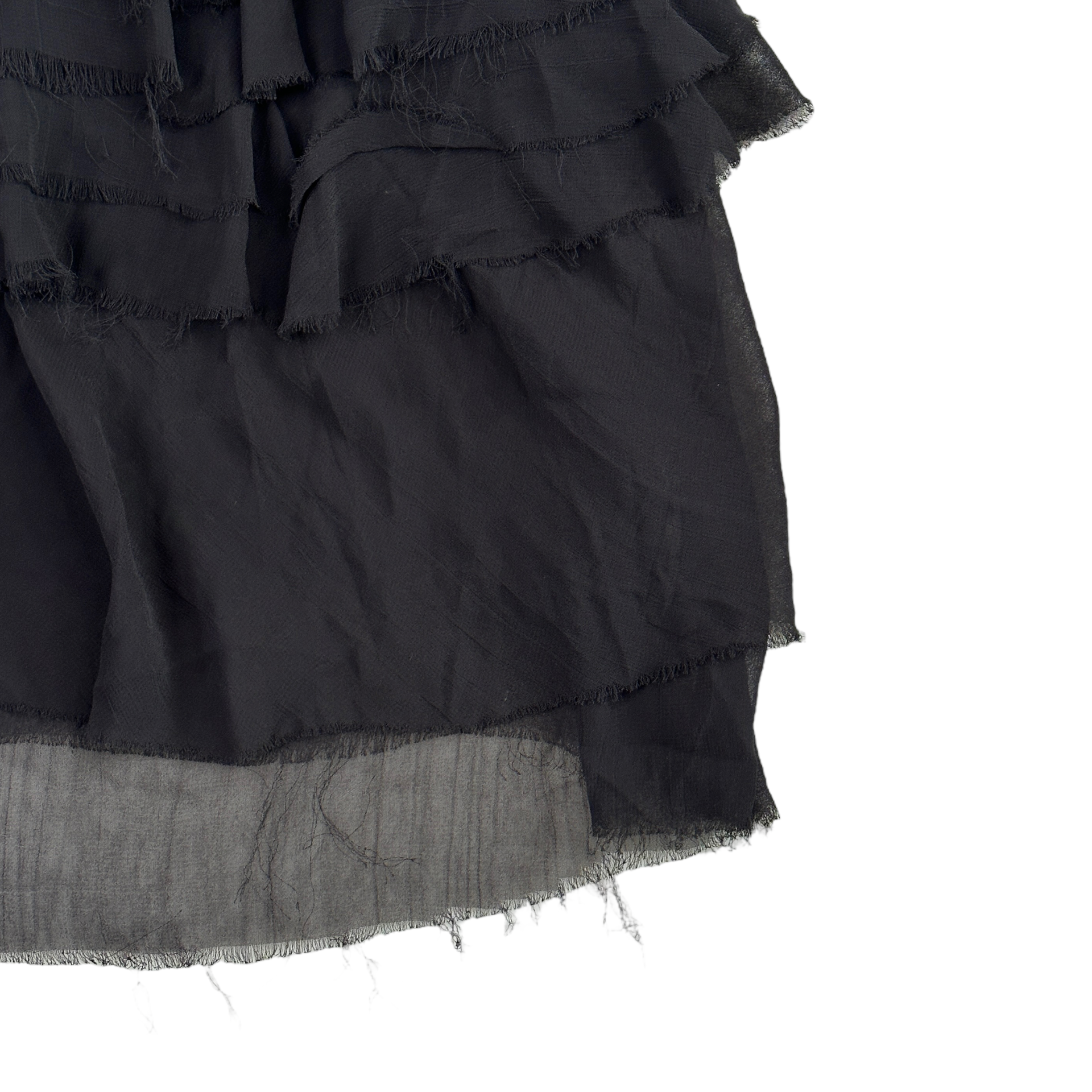 (XS) DIESEL FRILLED SLEEVELESS TOP - BLACK