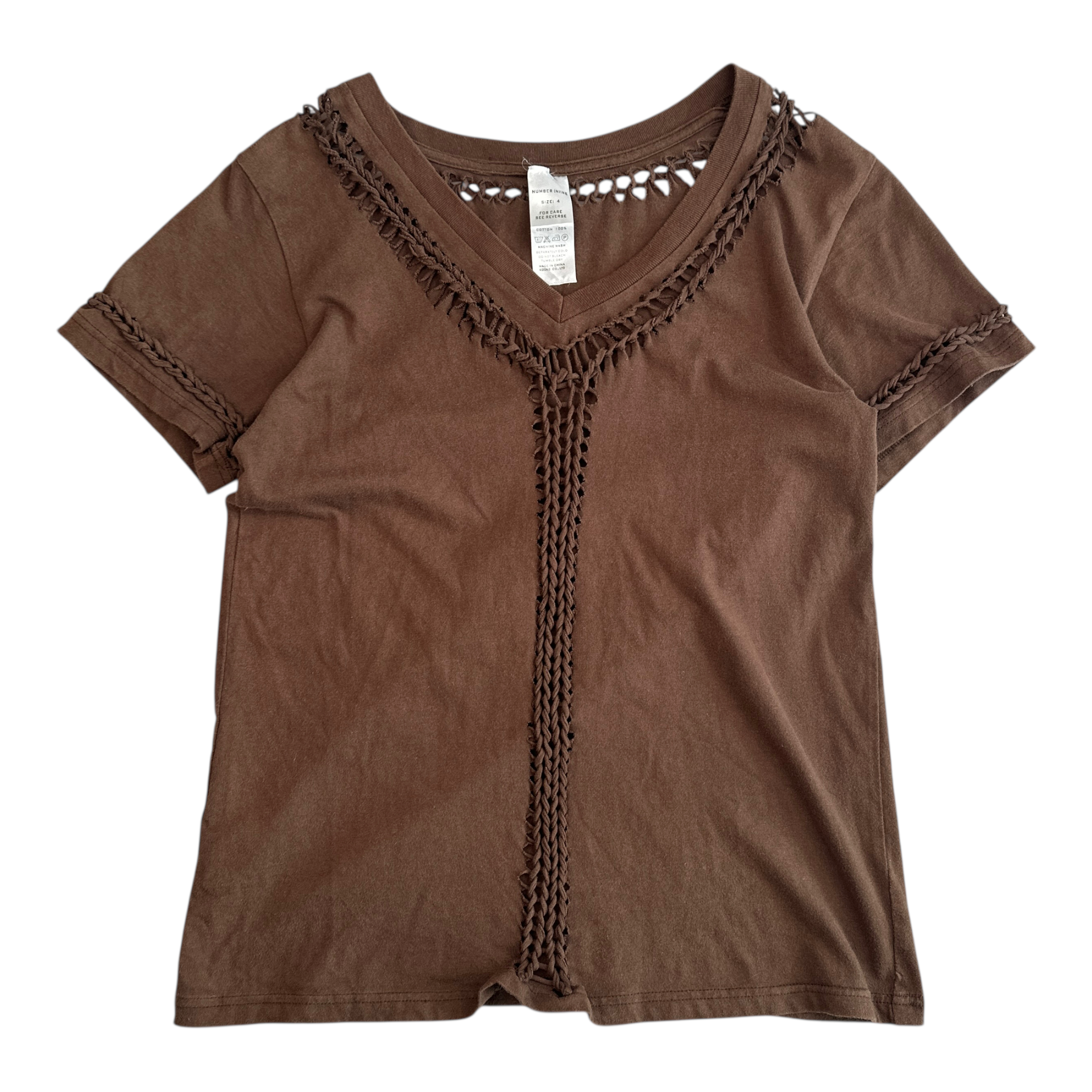 (4) NUMBER(N)INE CROCHET T-SHIRT - BROWN