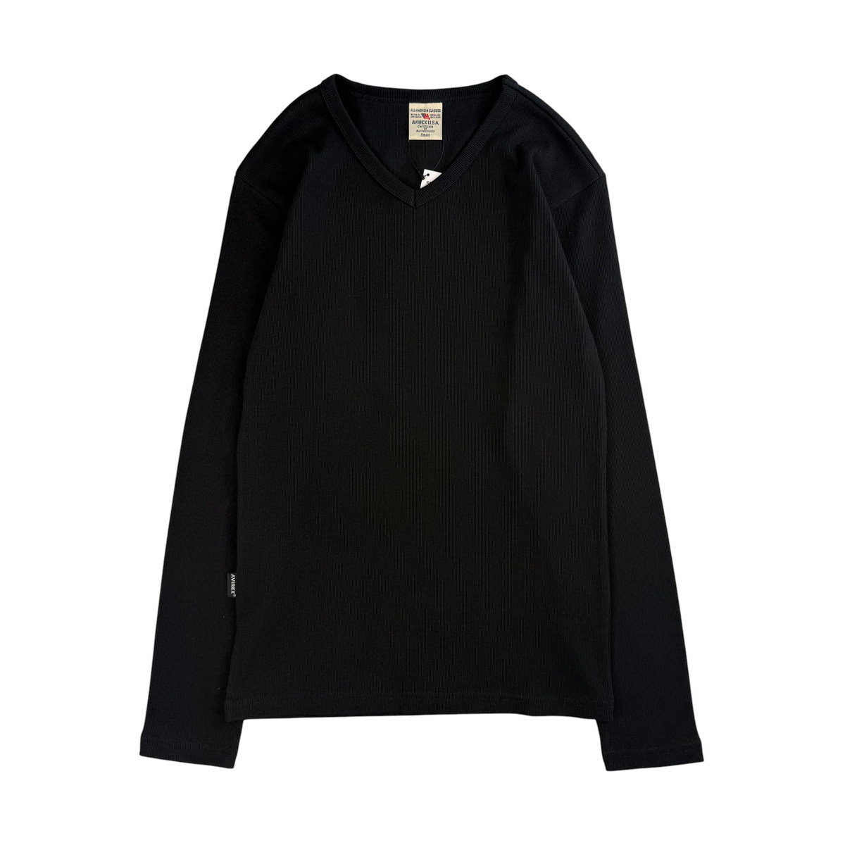 (NEW) AVIREX EVERY DAY LONG SLEEVE V NECK - BLACK