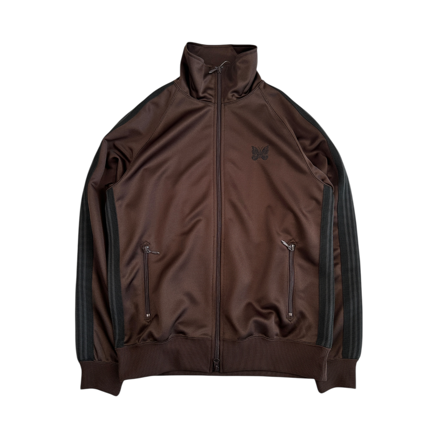 (NEW) NEEDLES POLY SMOOTH TRACK JACKET - BROWN / CHARCOAL