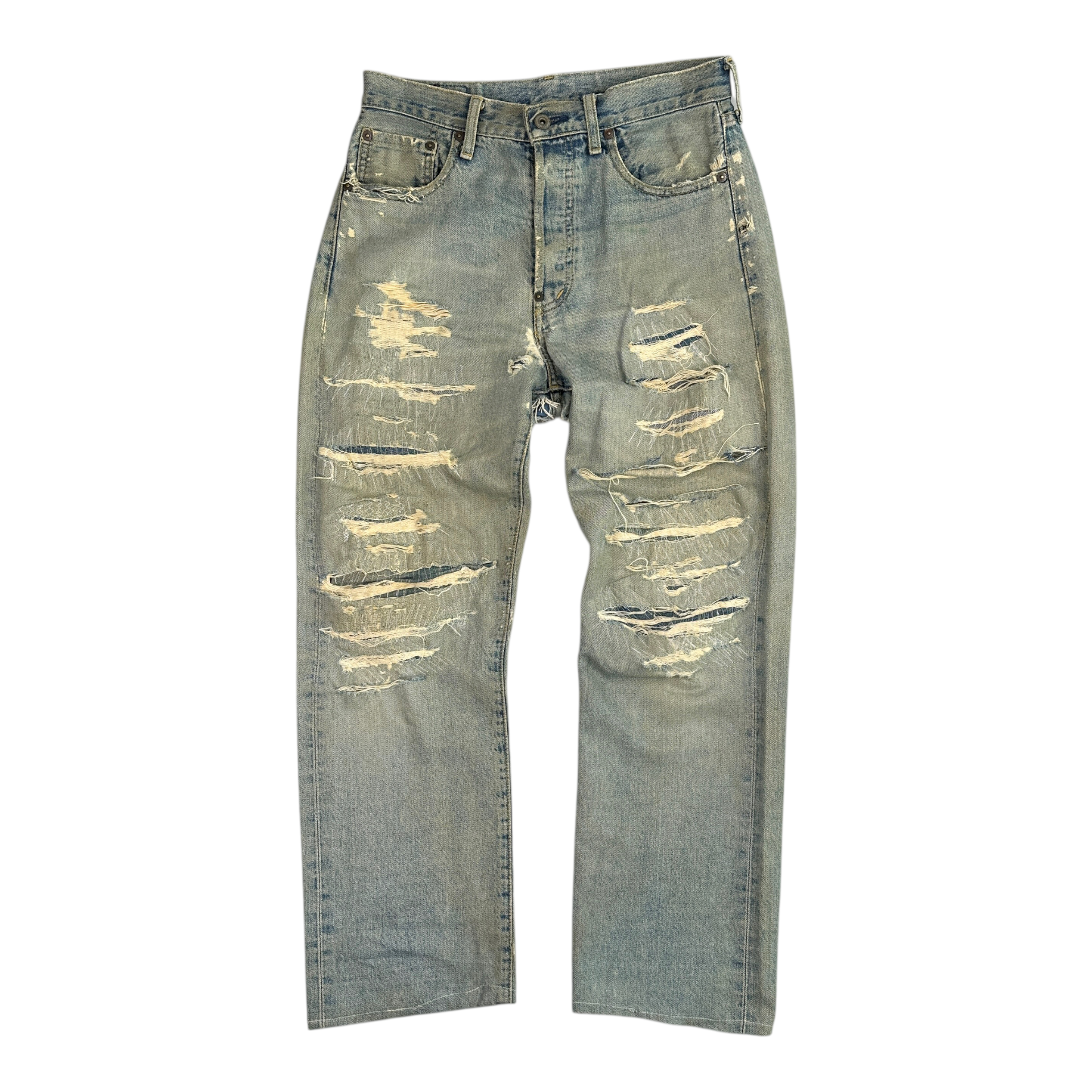 (30) LEVIS 702 DISTRESSED STRAIGHT LEG JEANS - LIGHT WASH