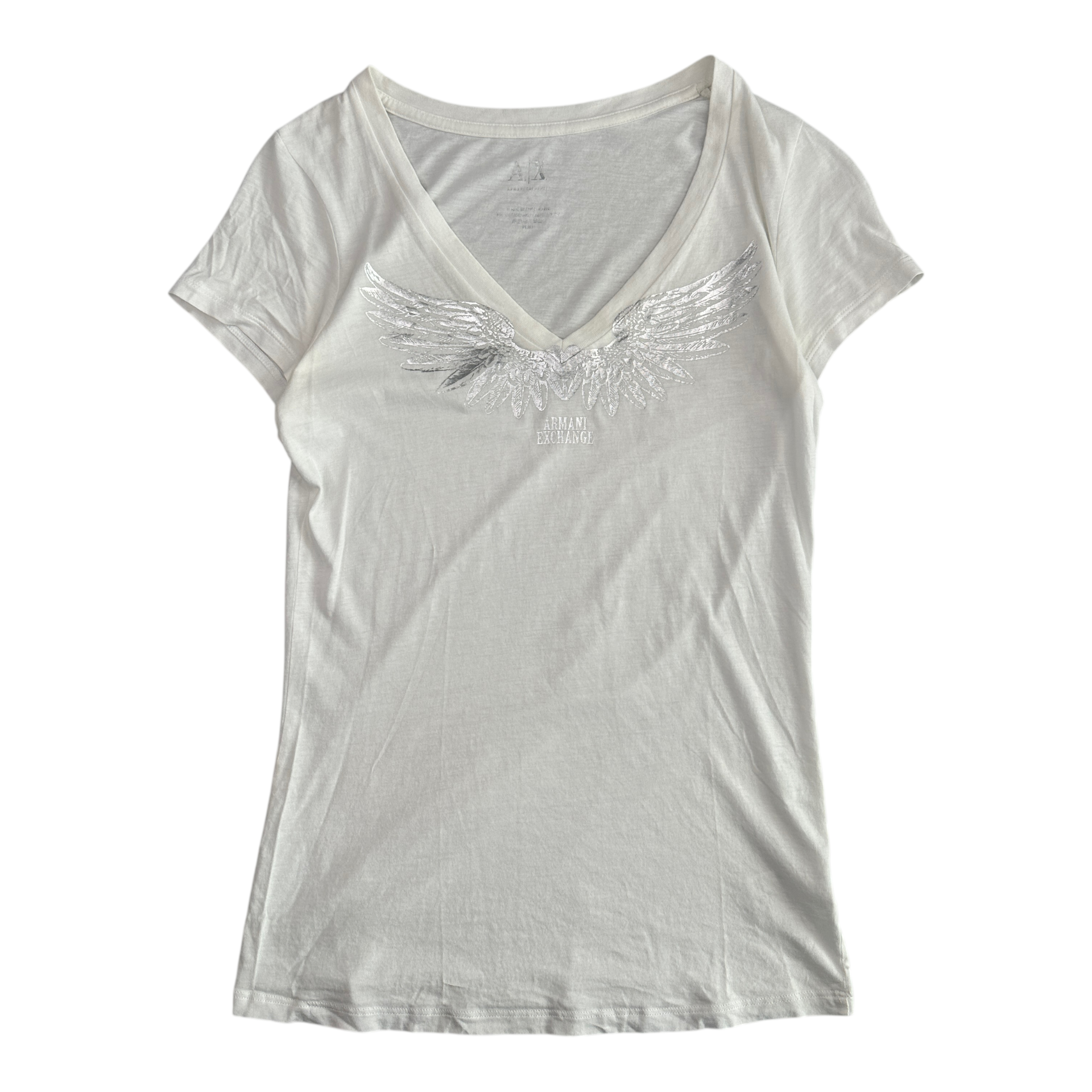 (S) ARMANI EXCHANGE V-NECK T-SHIRT - WHITE