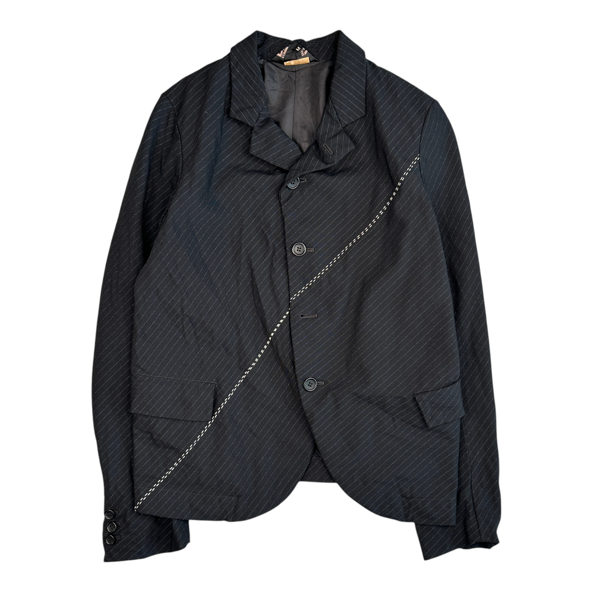 (M) COMME DES GARCONS BLACK PINSTRIPE BLAZER - BLACK