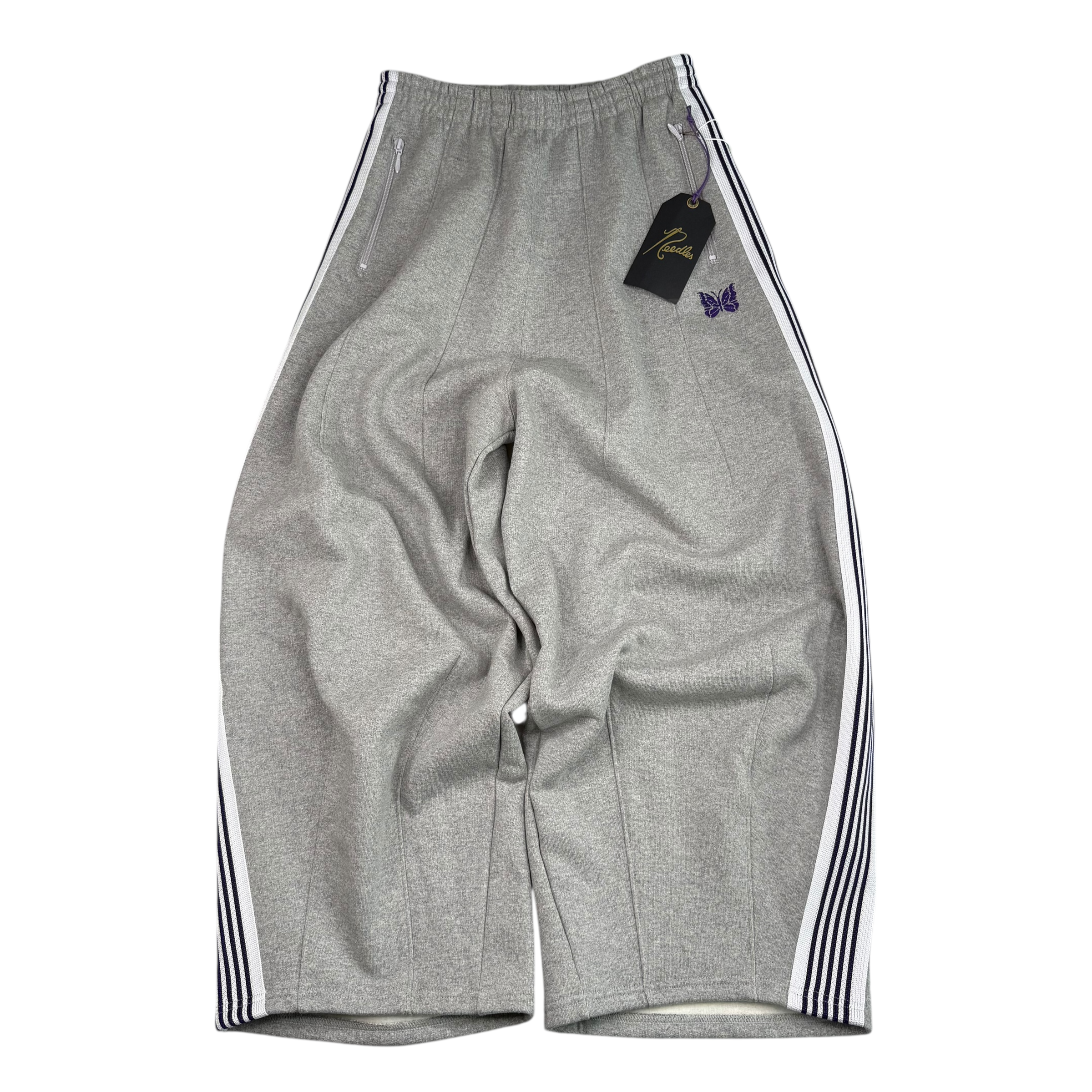 (NEW) NEEDLES H.D. COTTON JERSEY TRACK PANTS - GREY/PURPLE