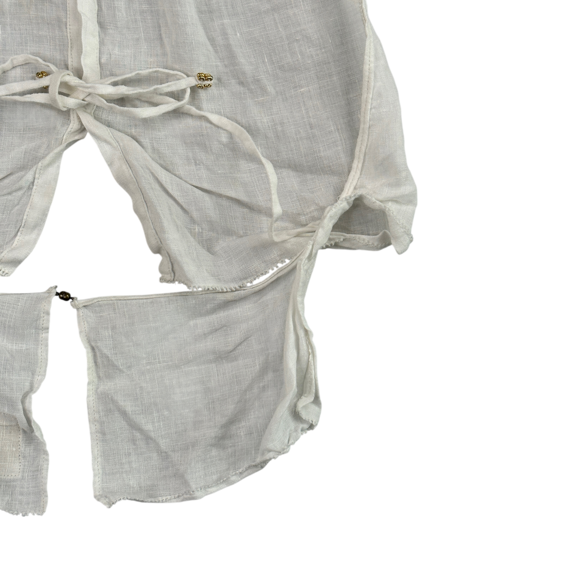 (1) KAPITAL LINEN HALTER NECK CROP TOP - WHITE