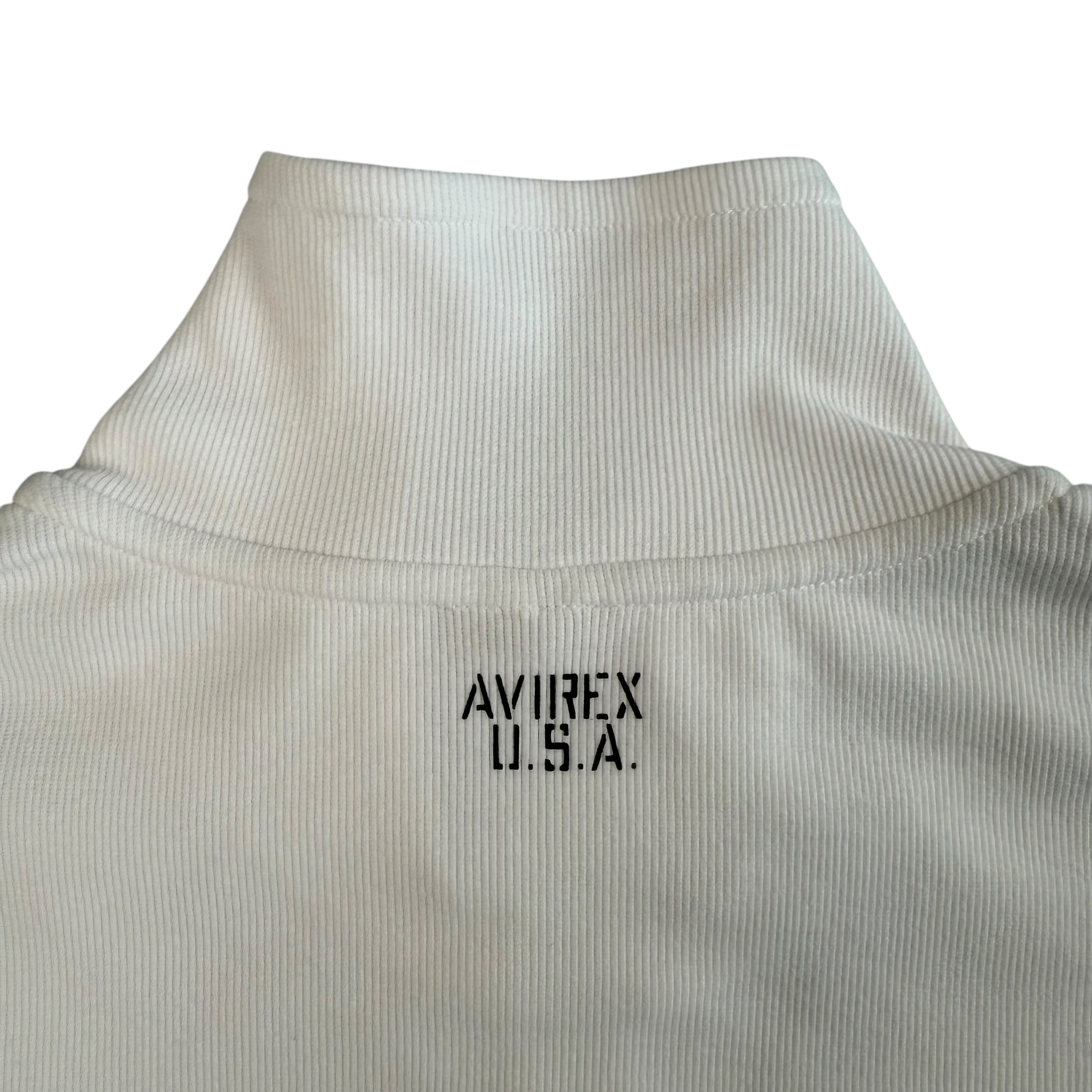 (NEW) AVIREX RIBBED EVERY DAY ZIP UP - WHITE