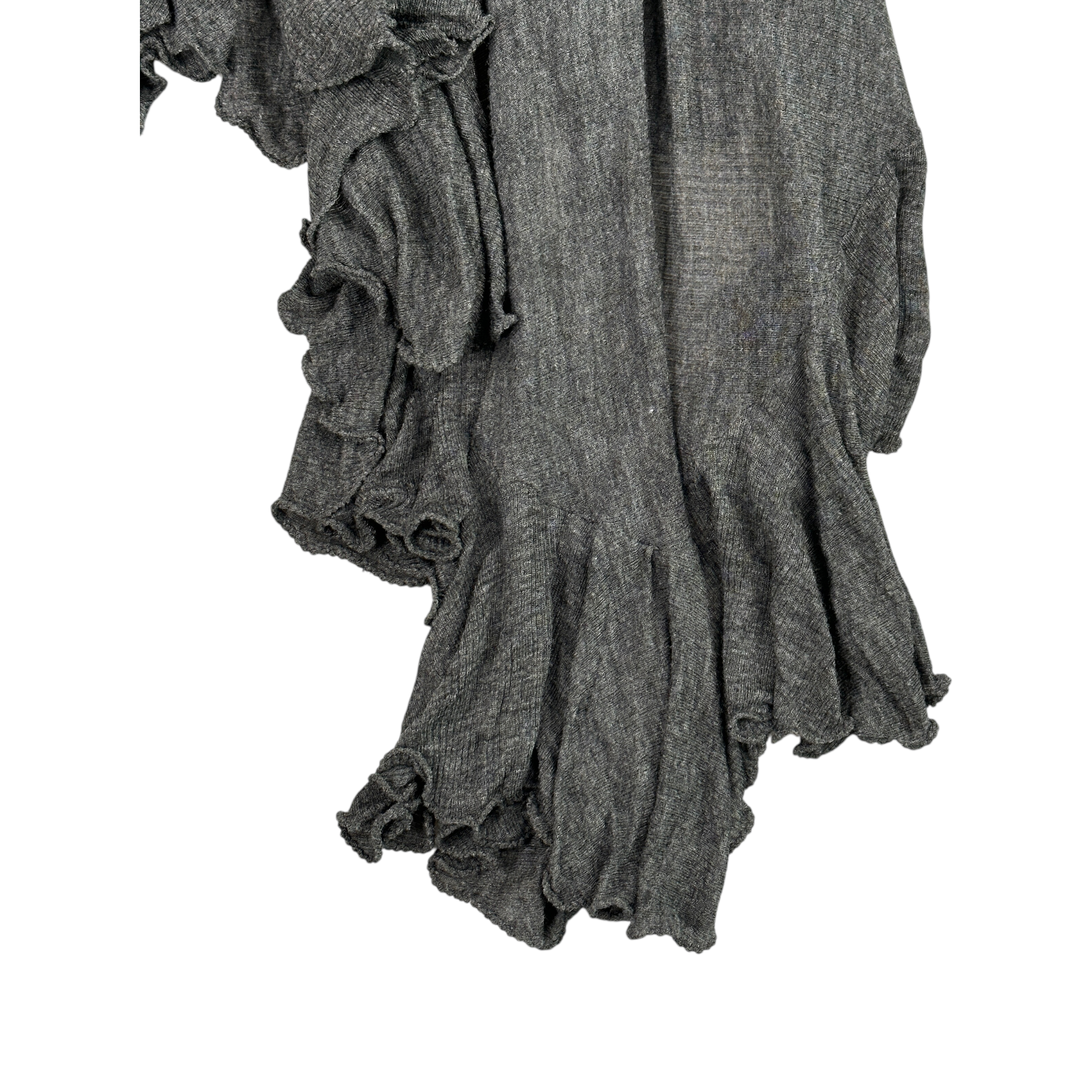 BURBERRY RUFFLE  BUTTON UP SHAWL - GREY