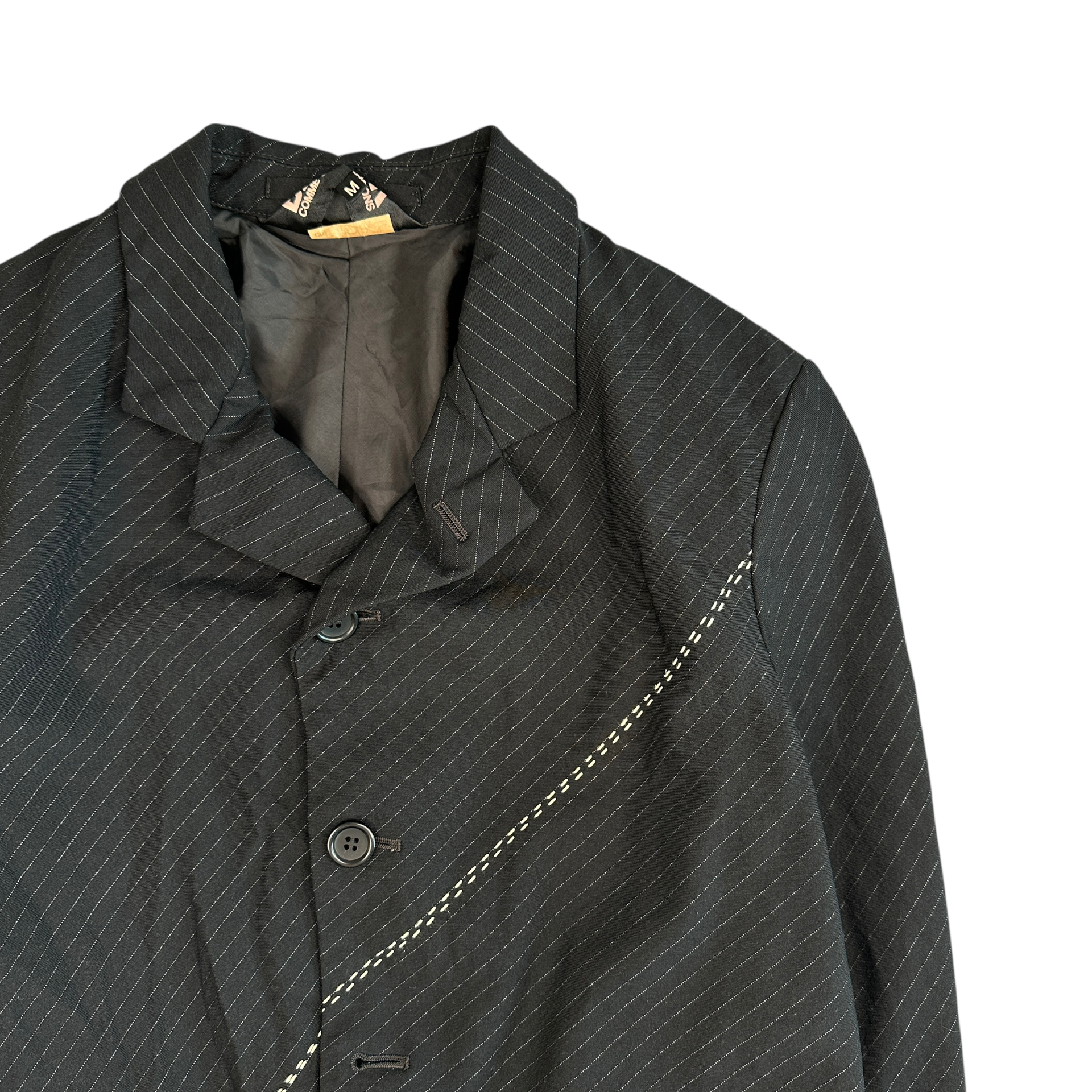 (M) COMME DES GARCONS BLACK PINSTRIPE BLAZER - BLACK