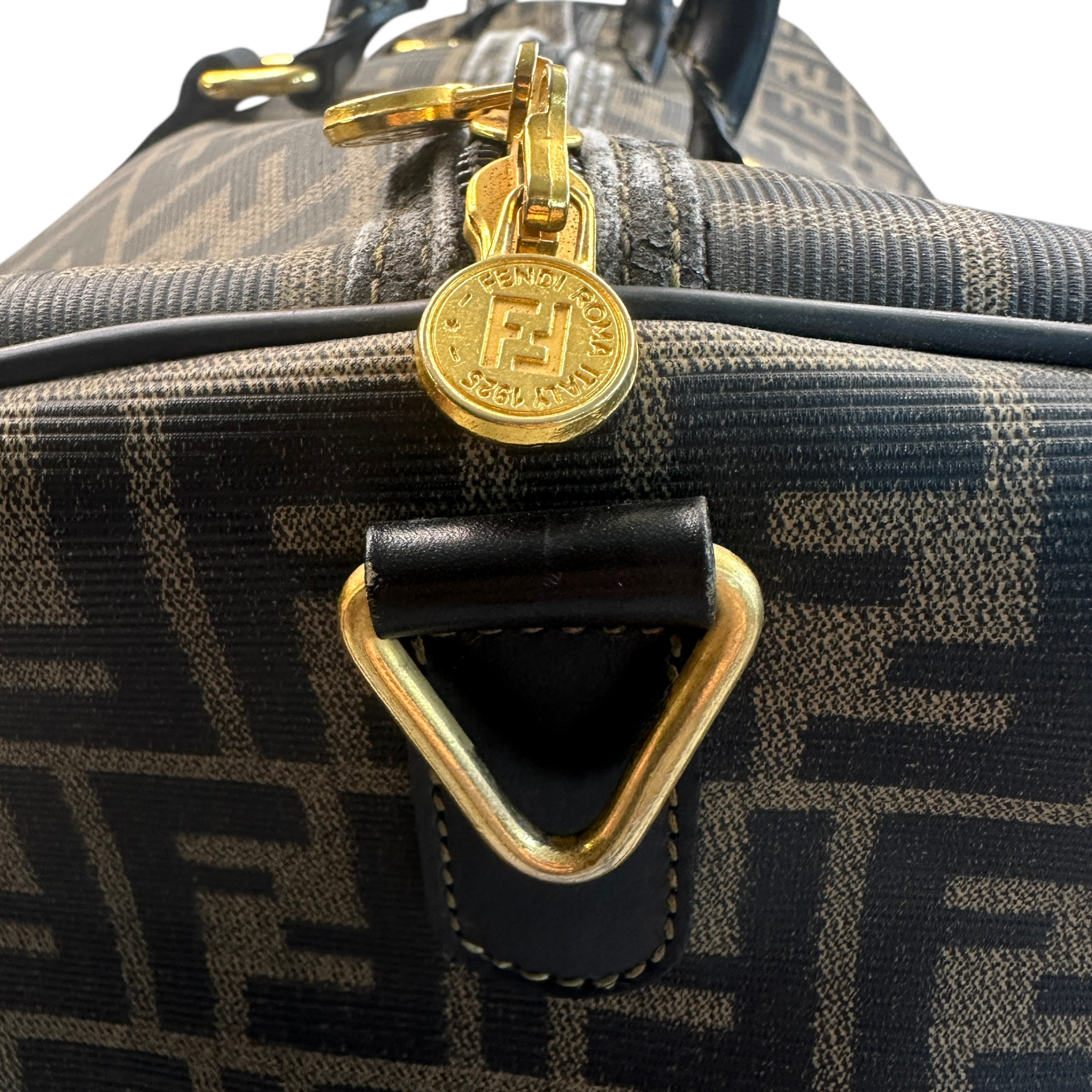 FENDI ZUCCA COATED CANVAS BOSTON BAG