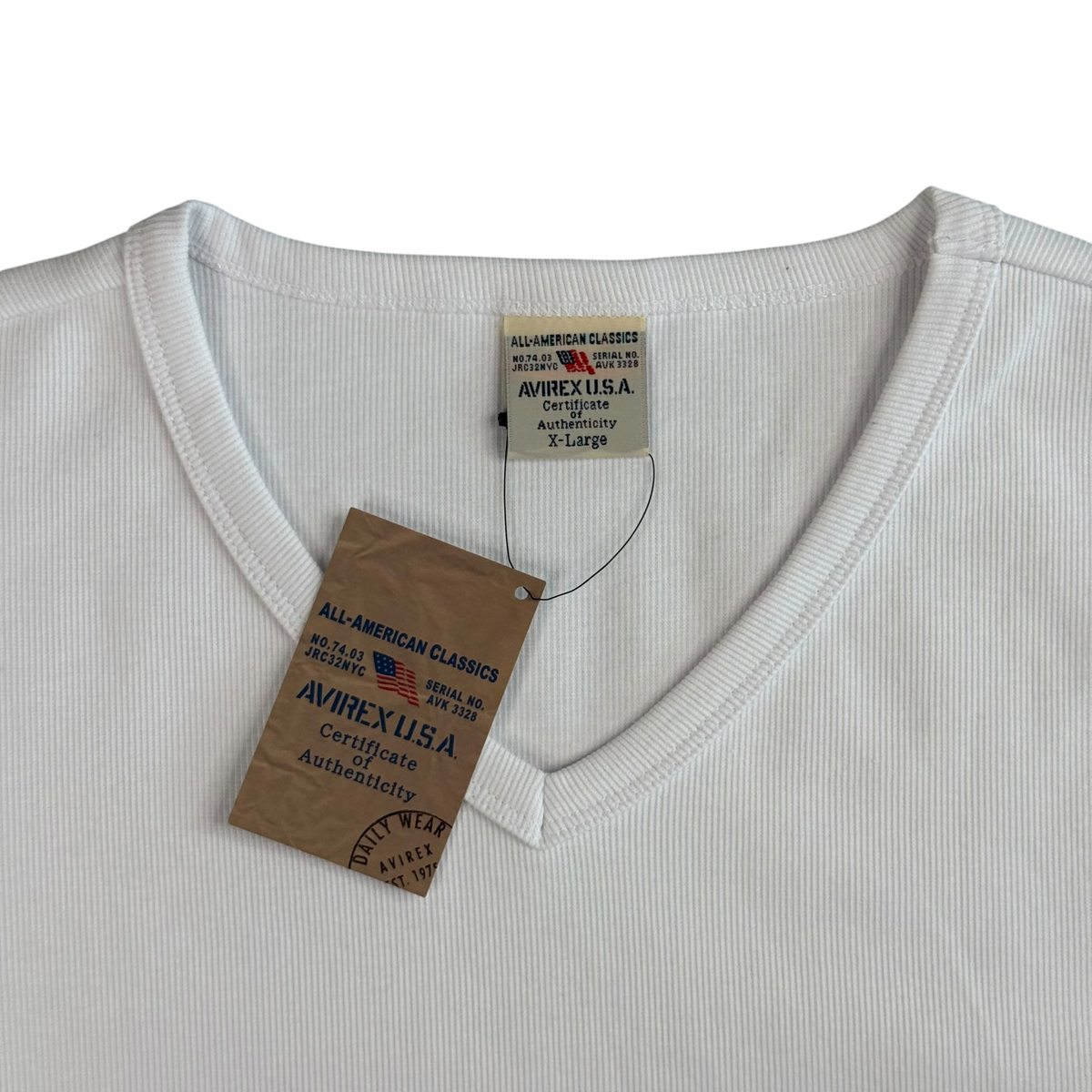(NEW) AVIREX EVERY DAY LONG SLEEVE V NECK - WHITE