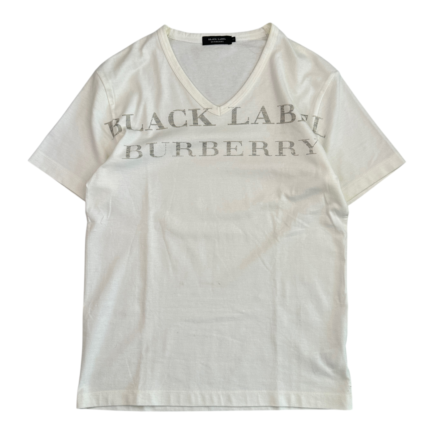 (2) BURBERRY BLACK LABEL V NECK T-SHIRT - WHITE