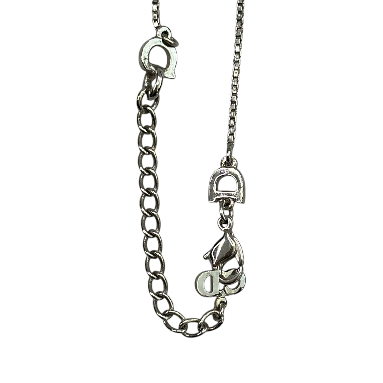 DIOR CRUCIFIX PENDANT NECKLACE - SILVER PLATED