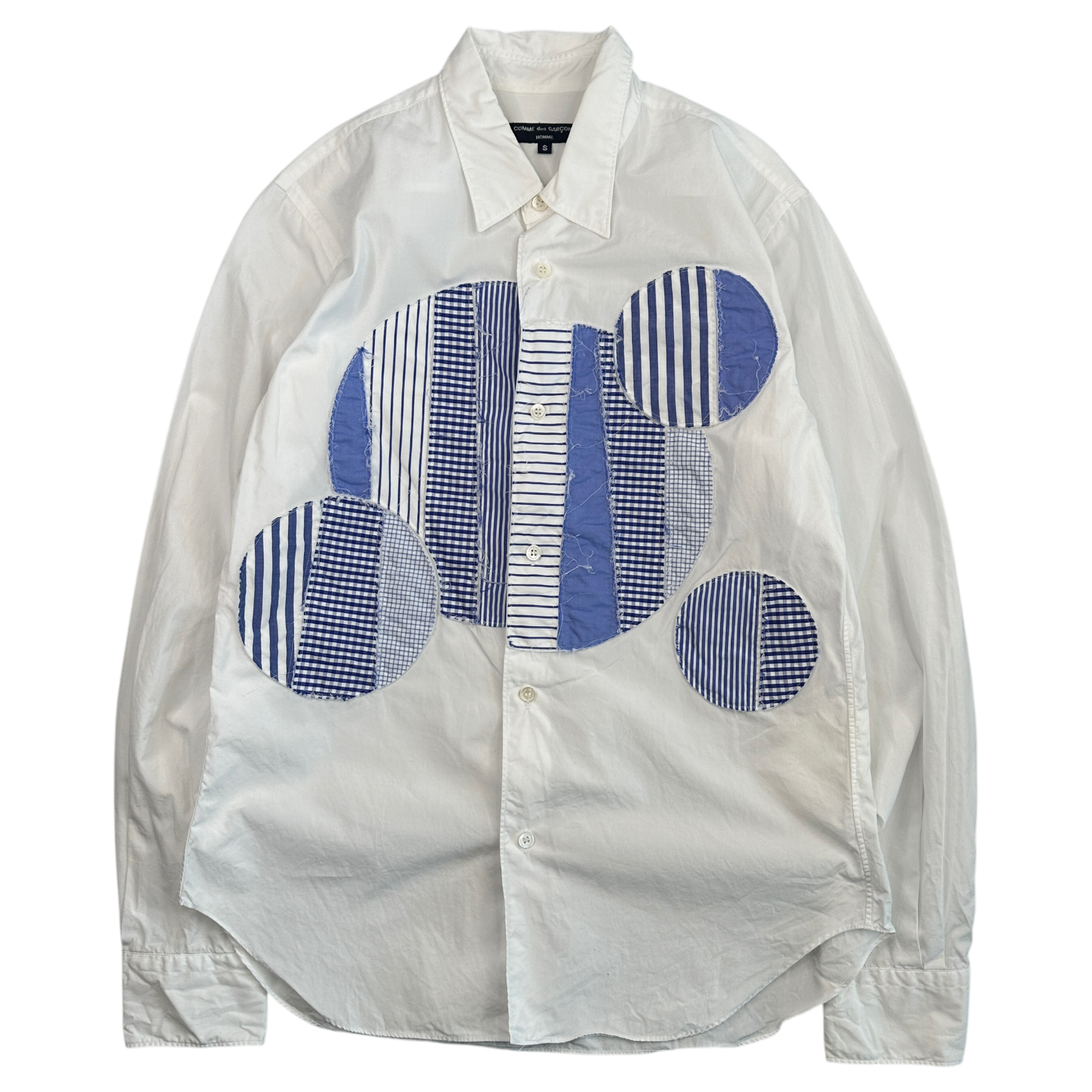 (S) COMME DES GARCONS HOMME LONG SLEEVE SHIRT - WHITE/BLUE