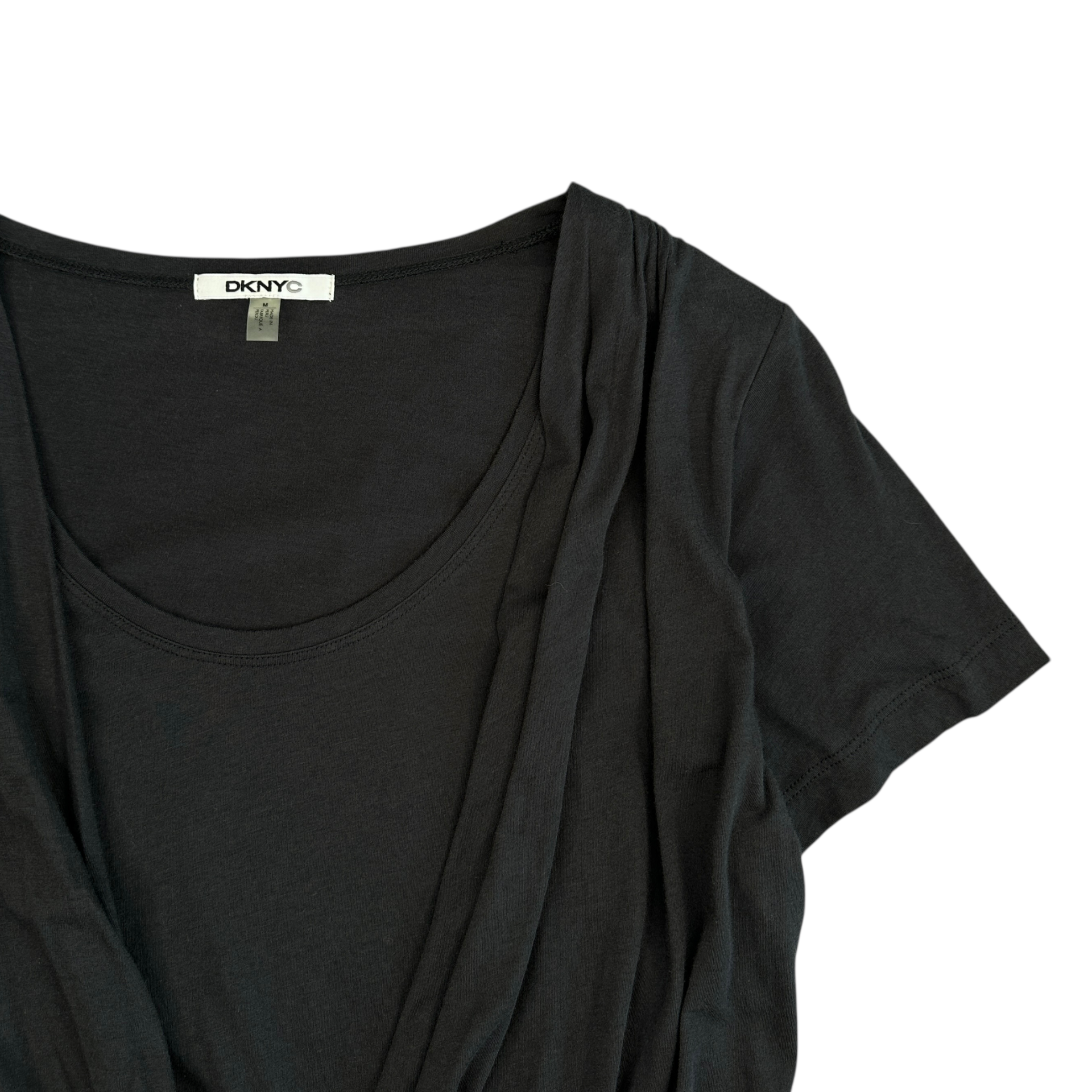 (NEW) DKNY DRAPE LAYERED TOP - BLACK