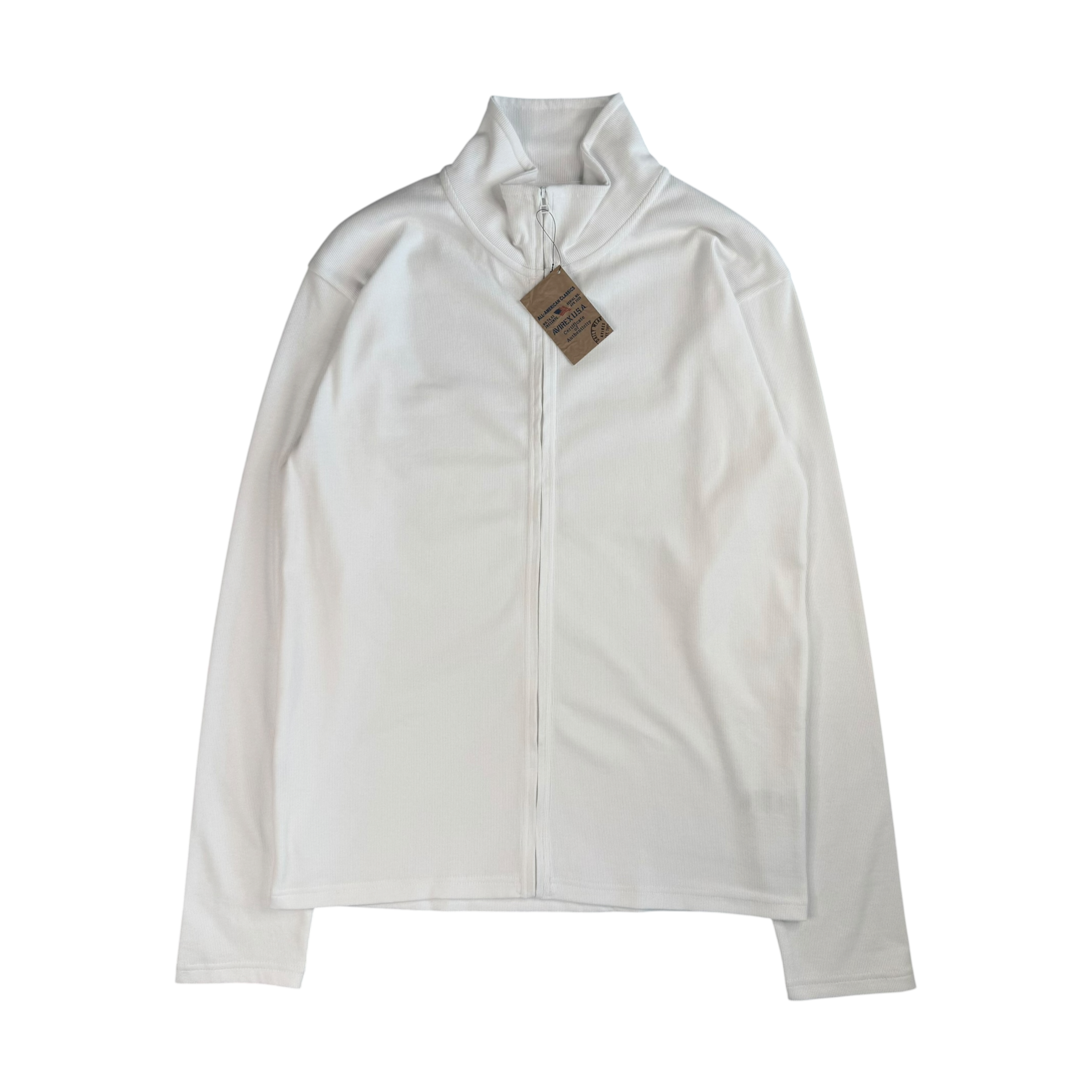 (NEW) AVIREX RIBBED EVERY DAY ZIP UP - WHITE