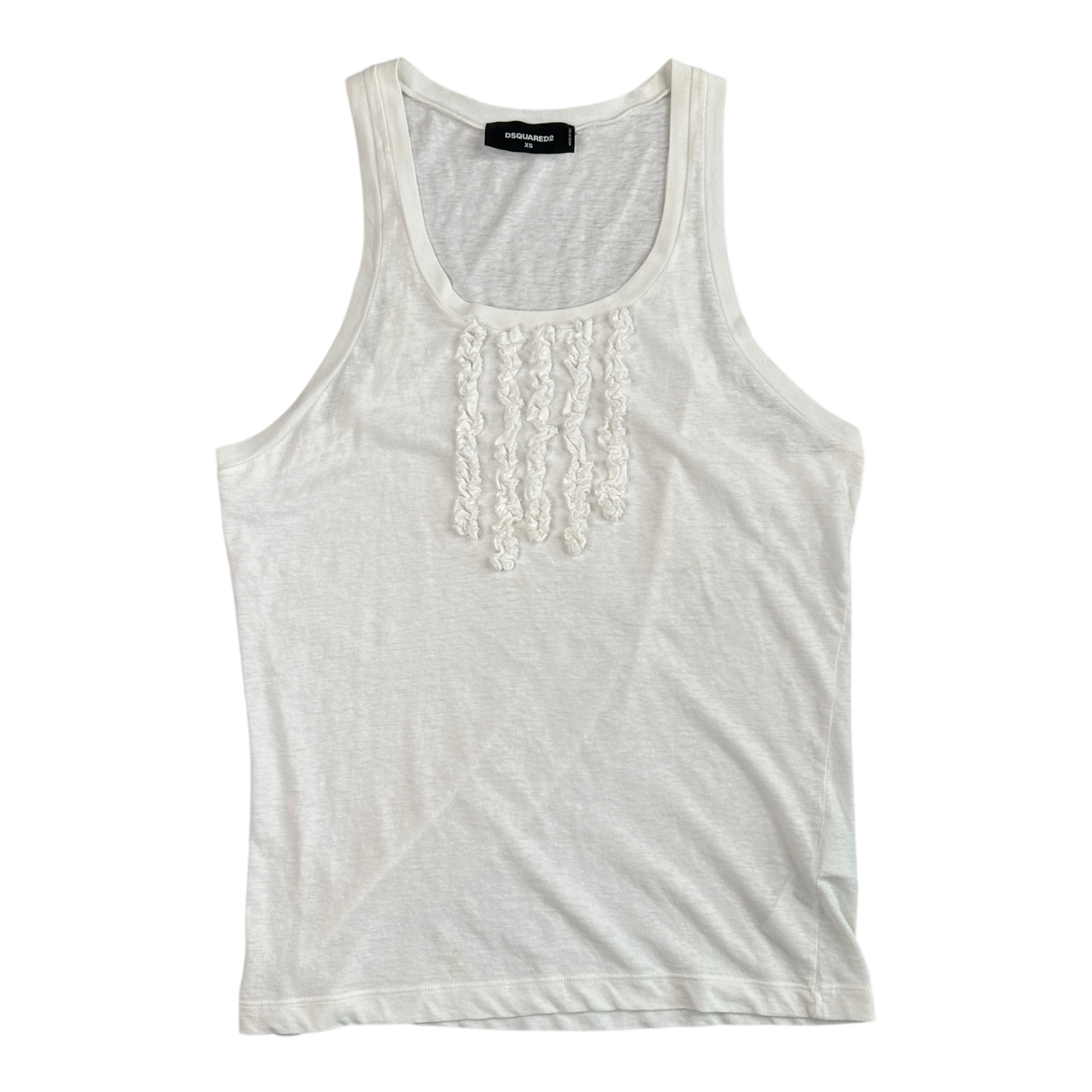 (XS) DSQUARED2 FRILLED TANK TOP - WHITE