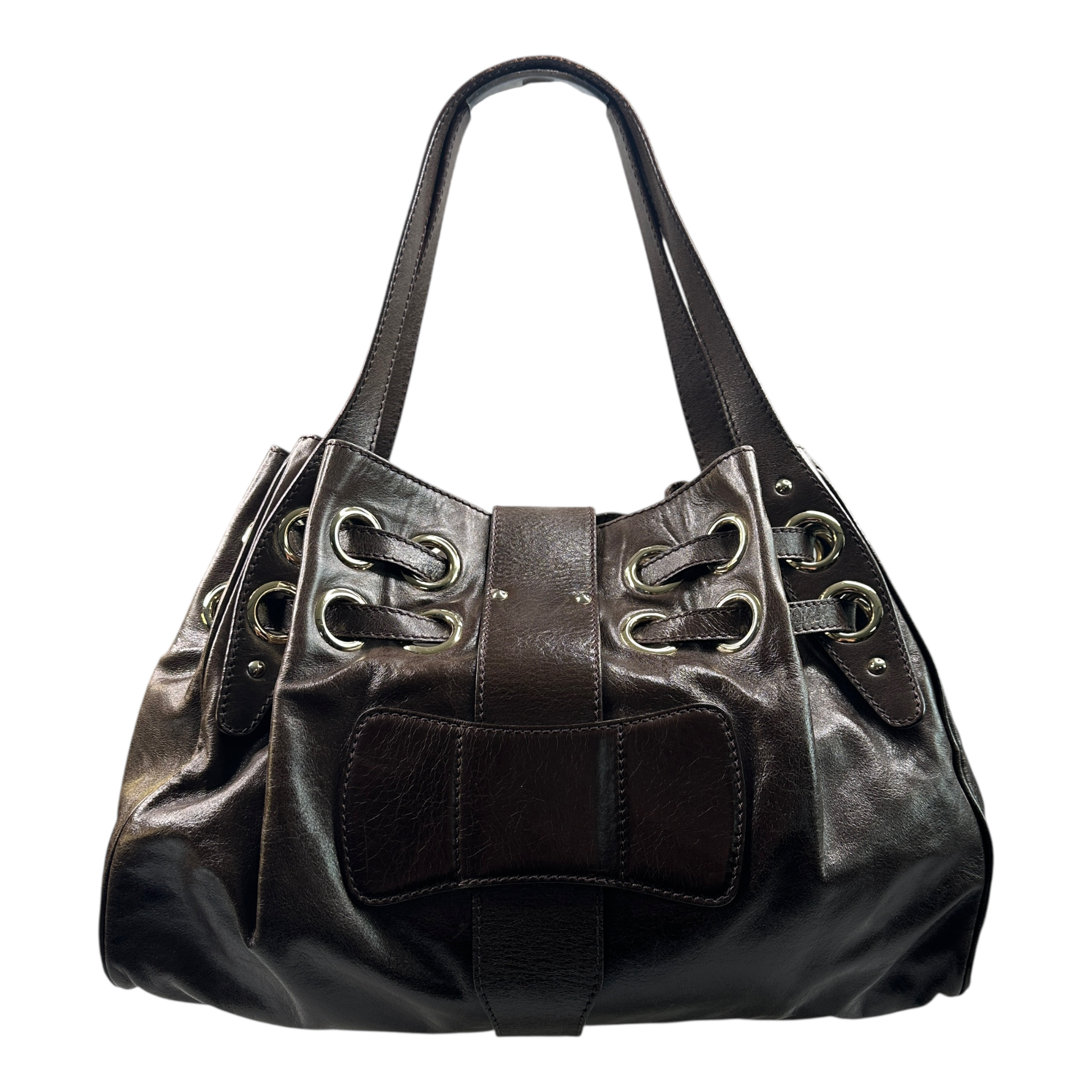 JIMMY CHOO LEATHER TOTE BAG - BROWN
