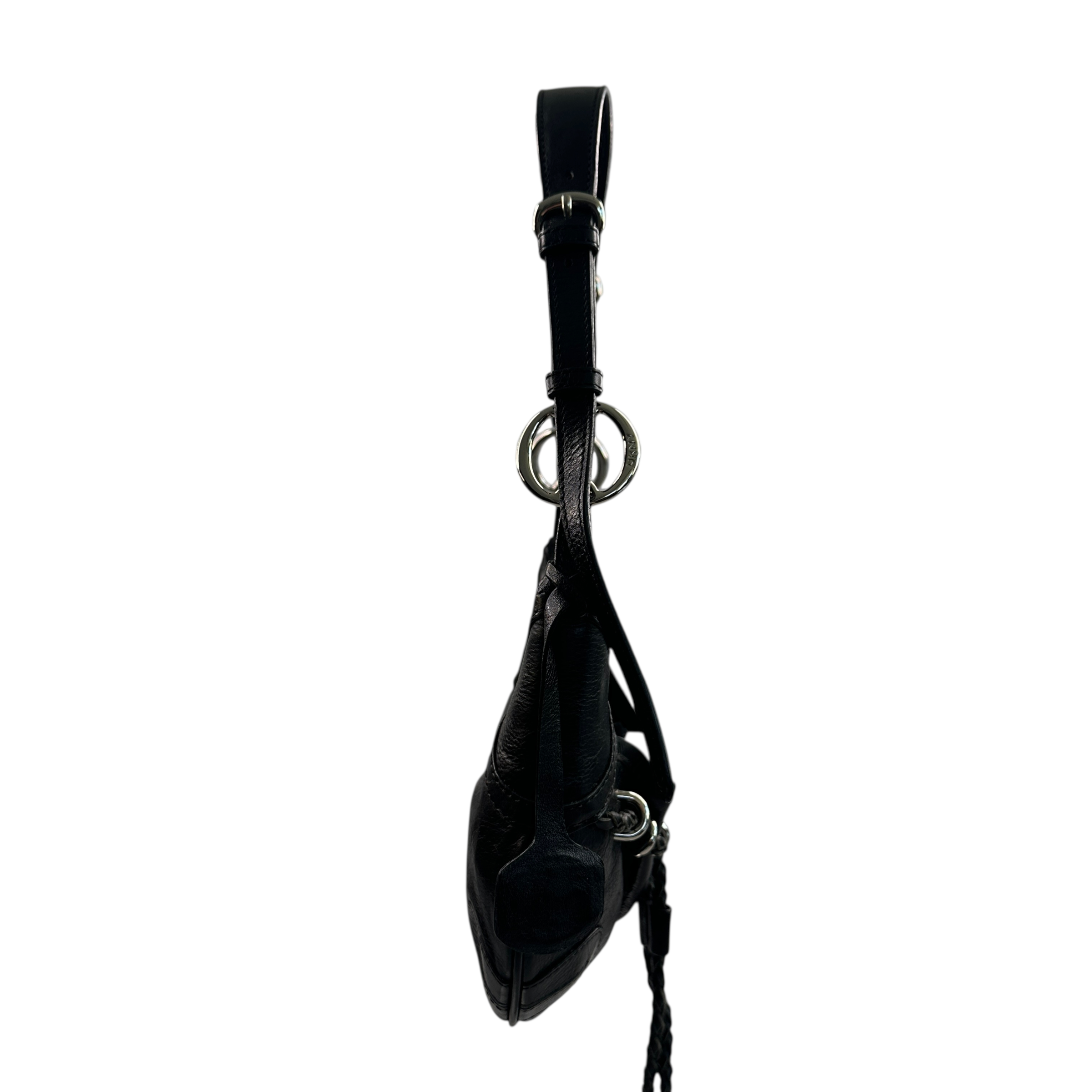 DKNY LEATHER TASSLE SHOULDER BAG