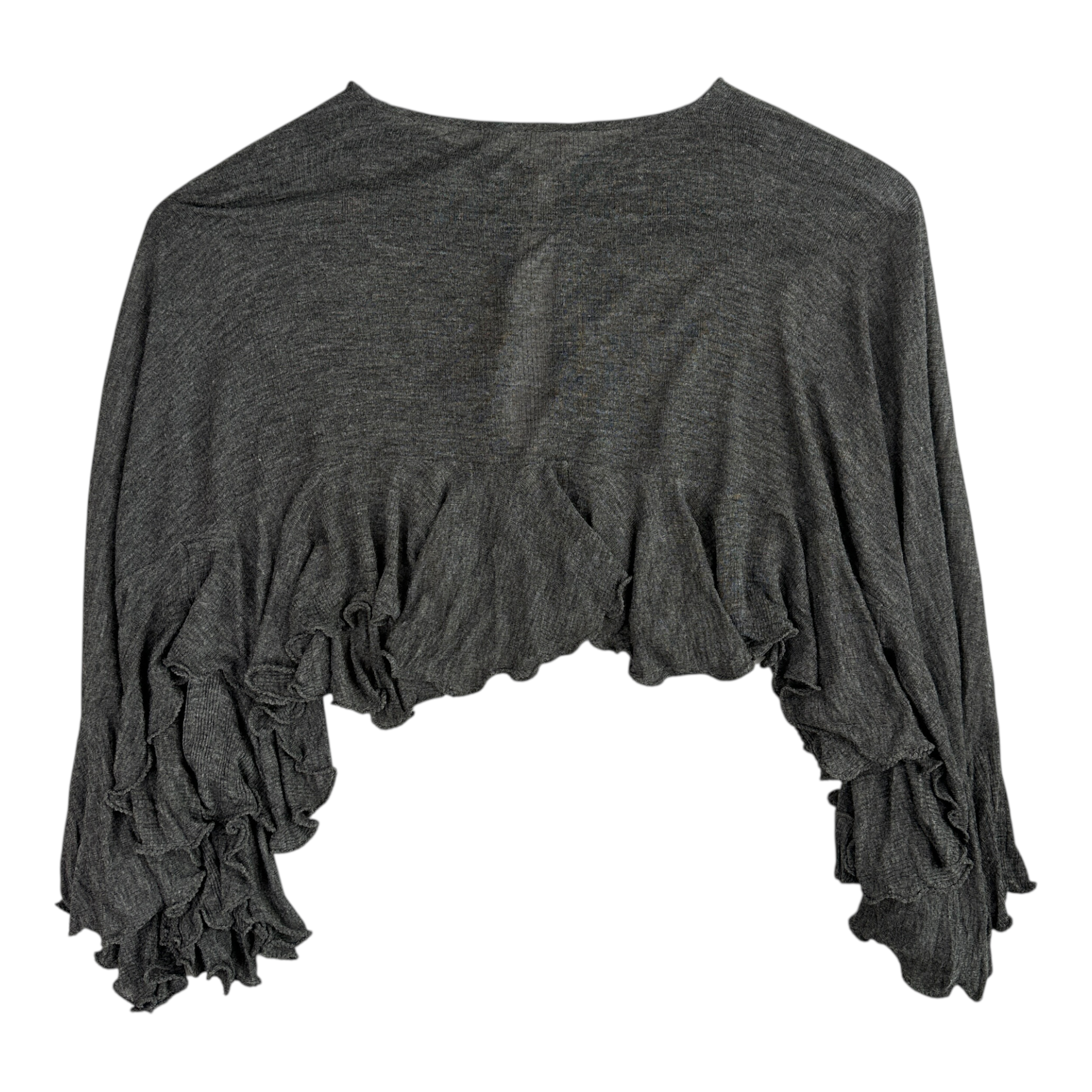 BURBERRY RUFFLE  BUTTON UP SHAWL - GREY