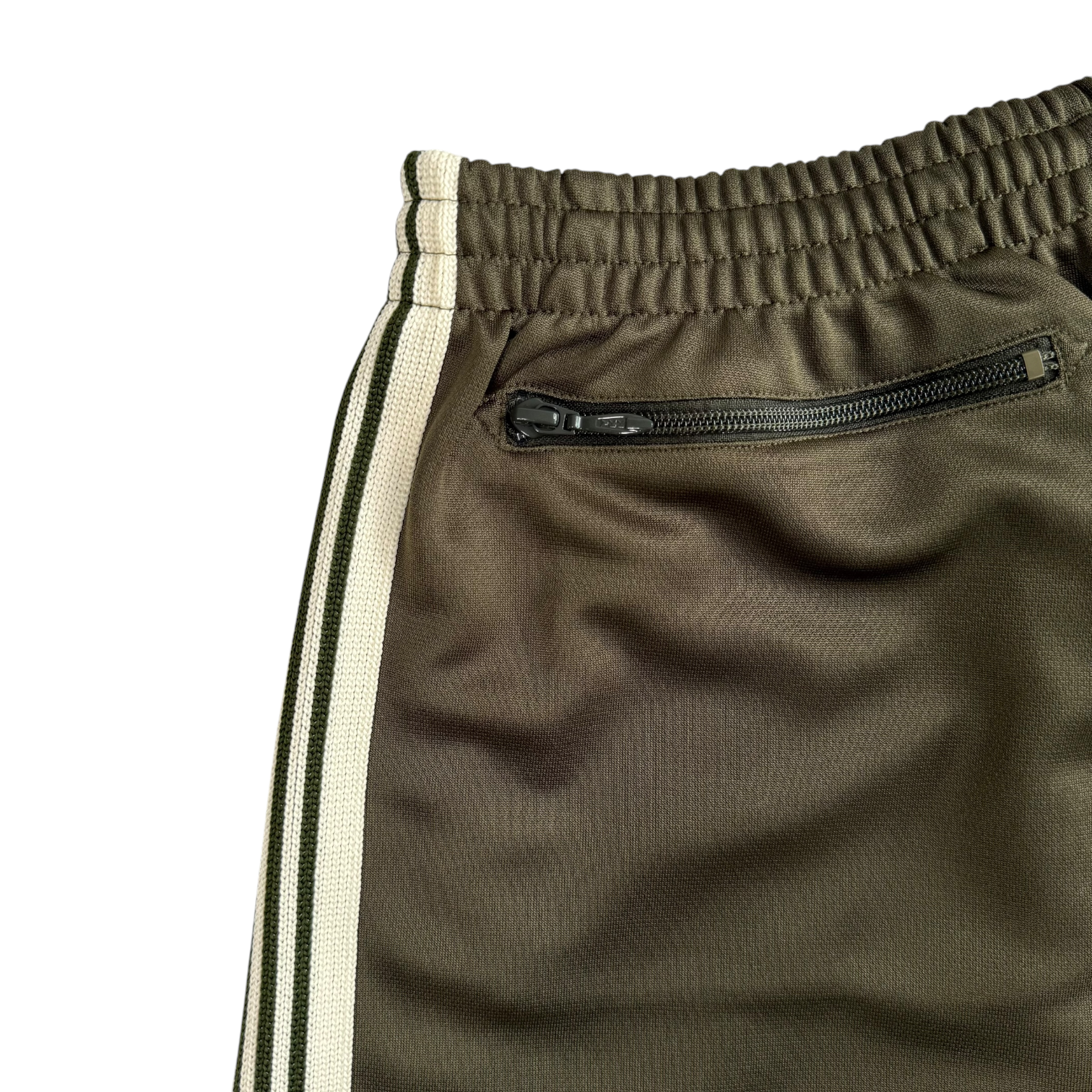 (NEW) NEEDLES H.D TRACK SHORTS - OLIVE / WHITE