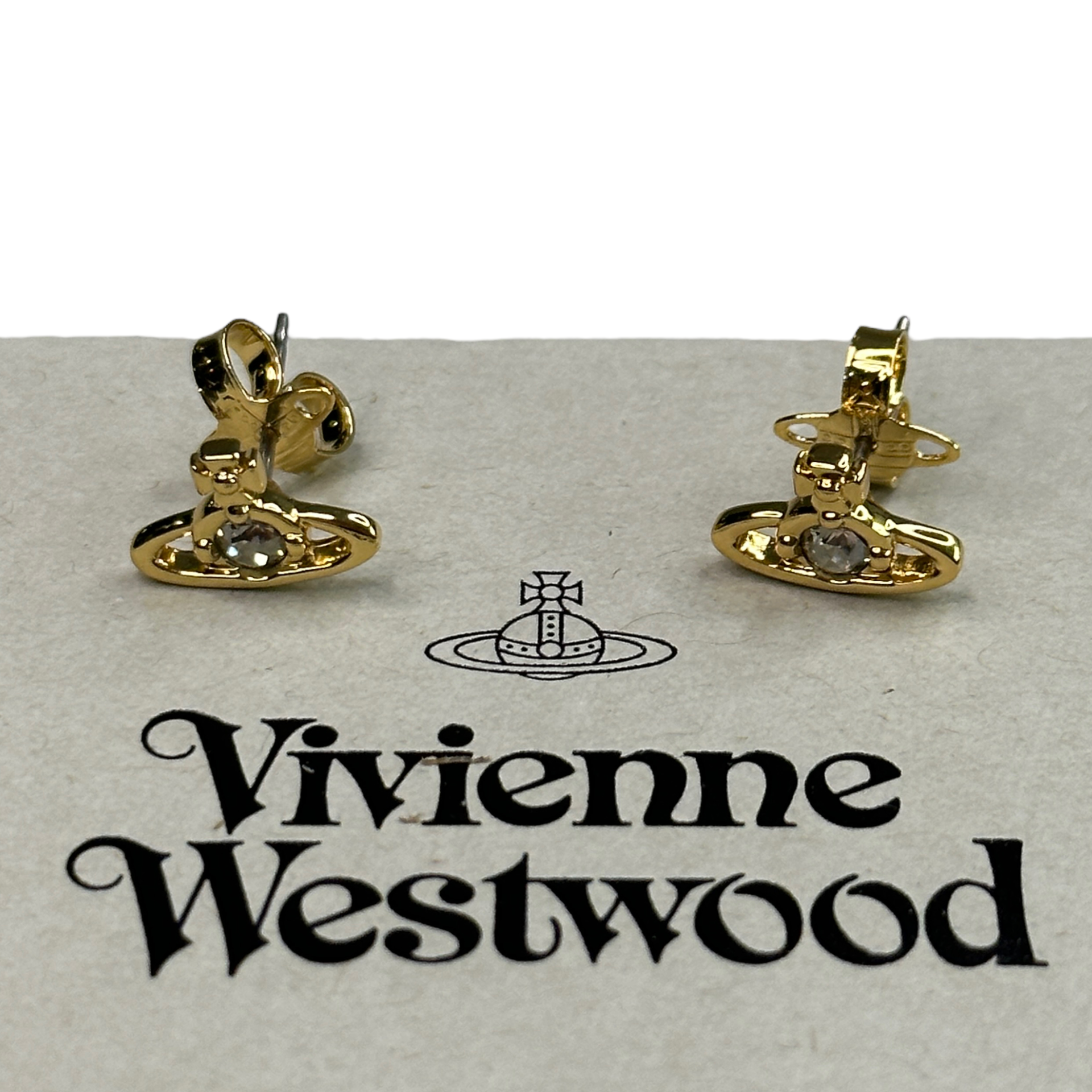 (NEW) VIVIENNE WESTWOOD NANO SOLITAIRE EARRINGS - GOLD (BRASS)
