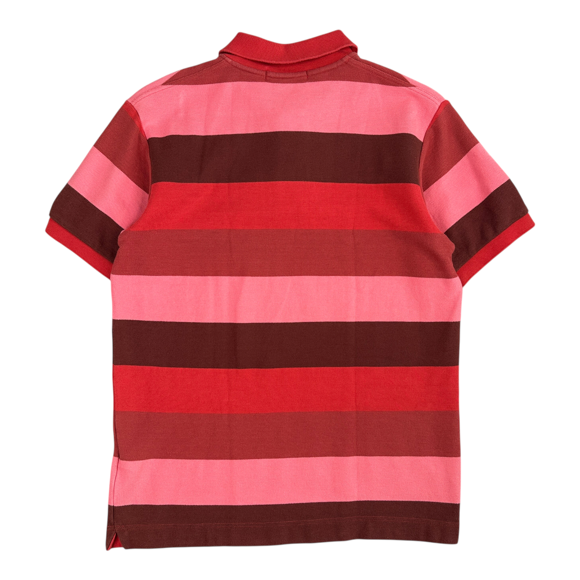 (M) BAPE STRIPED POLO SHIRT - PINK