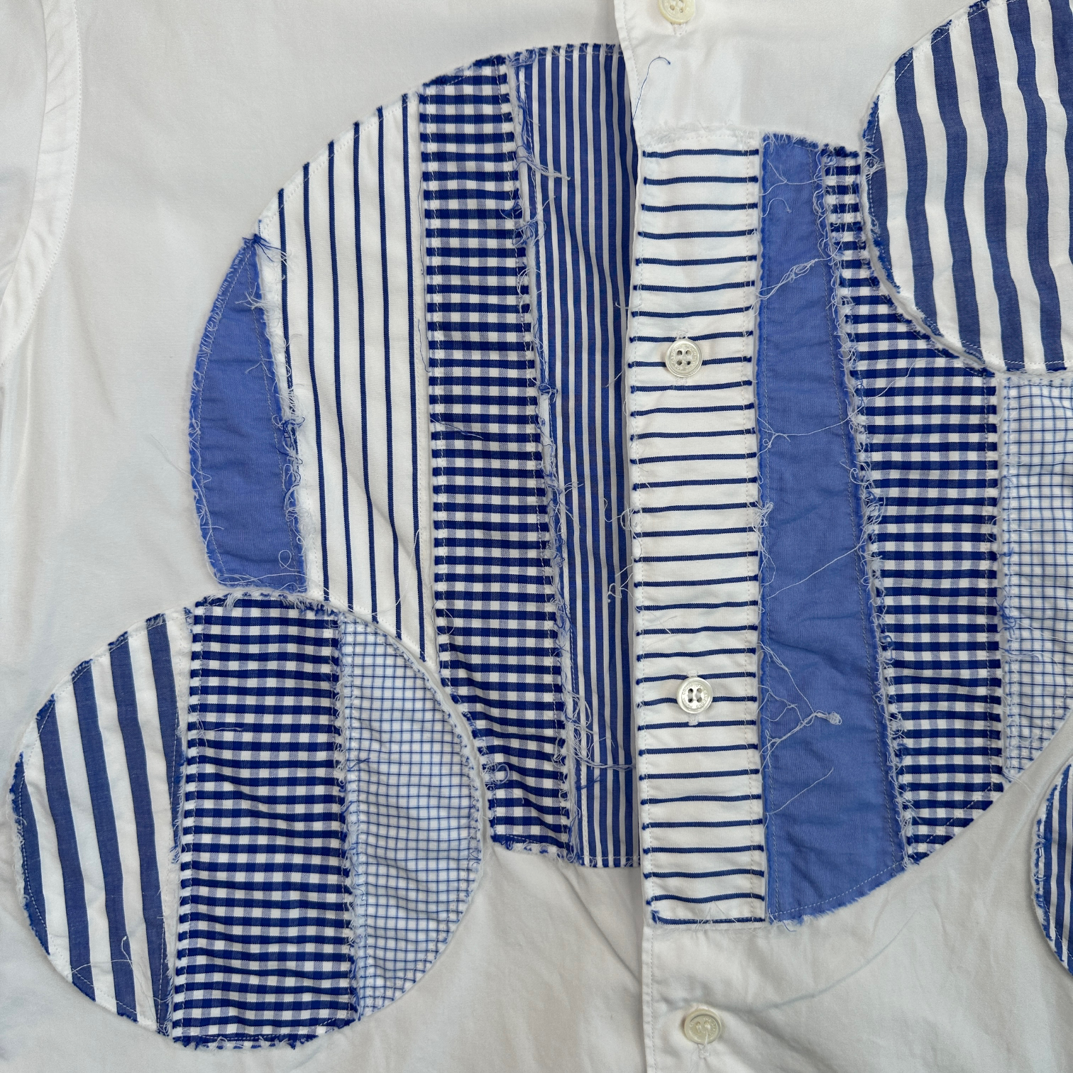 (S) COMME DES GARCONS HOMME LONG SLEEVE SHIRT - WHITE/BLUE