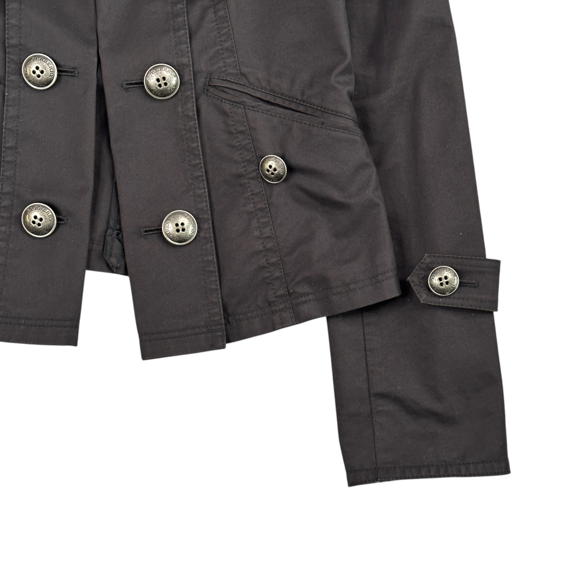 (38) BURBERRY BLUE LABEL DOUBLE BREASTED COAT - BLACK